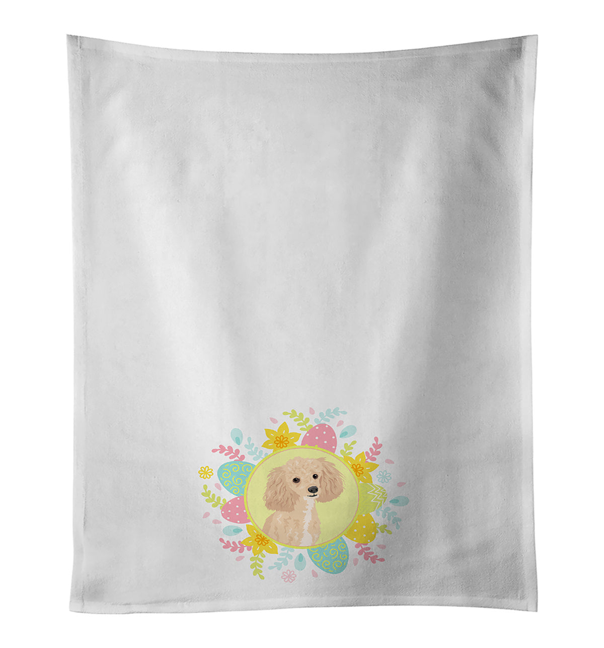 NEW Poodle Toy Apricot #1 Easter Kitchen Towel Set of 2 White Dish Towels Decorative Bathroom Hand towel for Hand, Face, Hair, Yoga, Tea, Dishcloth, 19 X 28", White