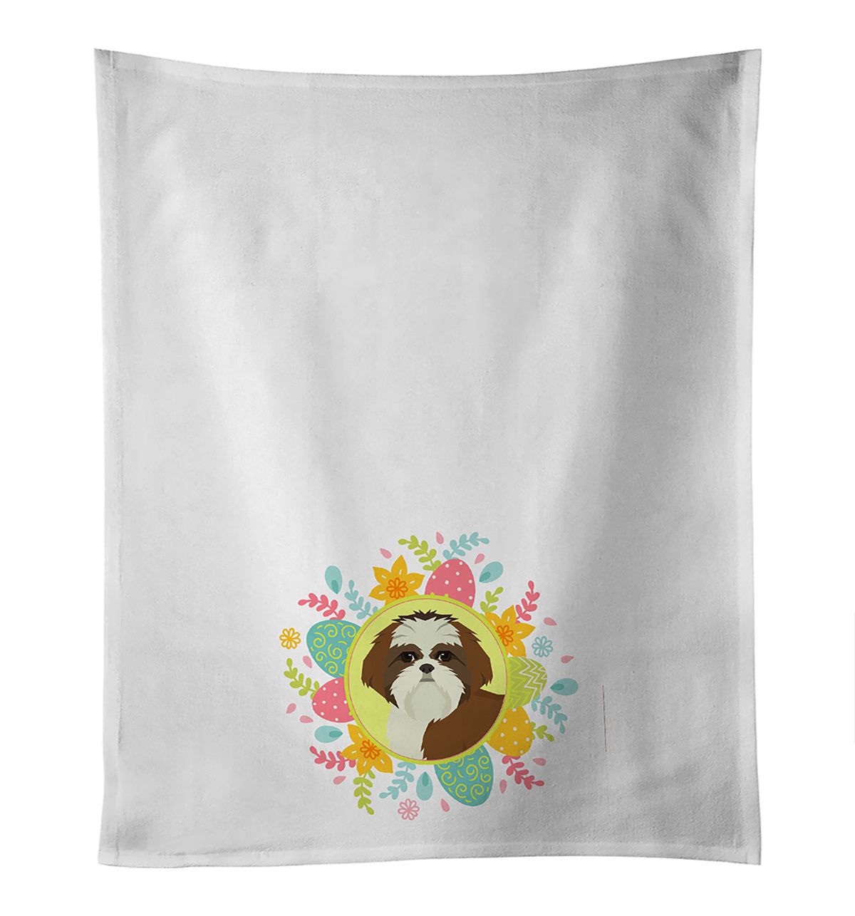 NEW Shih Tzu Easter Kitchen Towel Set of 2 White Dish Towels Decorative Bathroom Hand towel for Hand, Face, Hair, Yoga, Tea, Dishcloth, 19 X 28", White