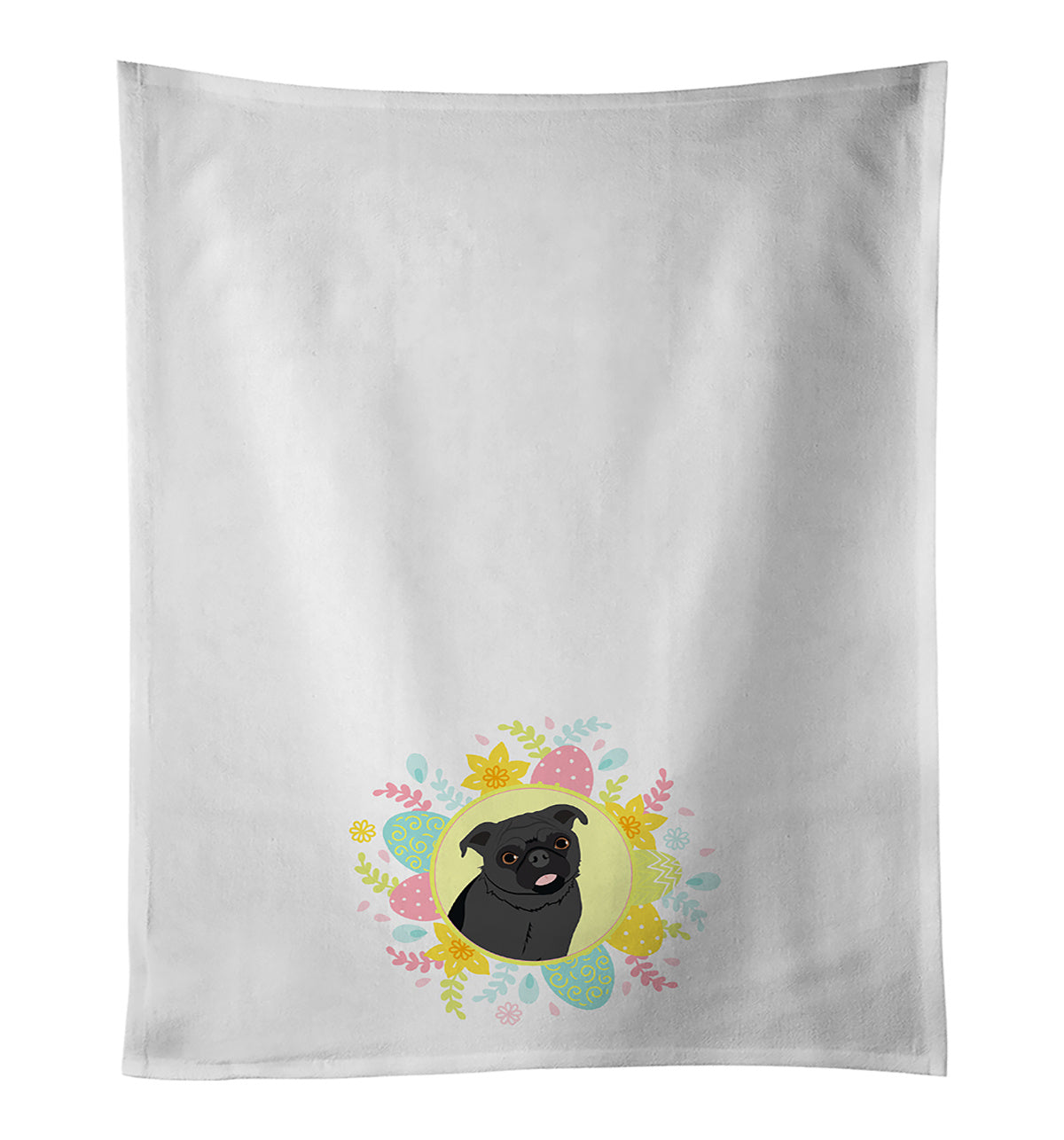 NEW Pug Black #1 Easter Kitchen Towel Set of 2 White Dish Towels Decorative Bathroom Hand towel for Hand, Face, Hair, Yoga, Tea, Dishcloth, 19 X 28", White