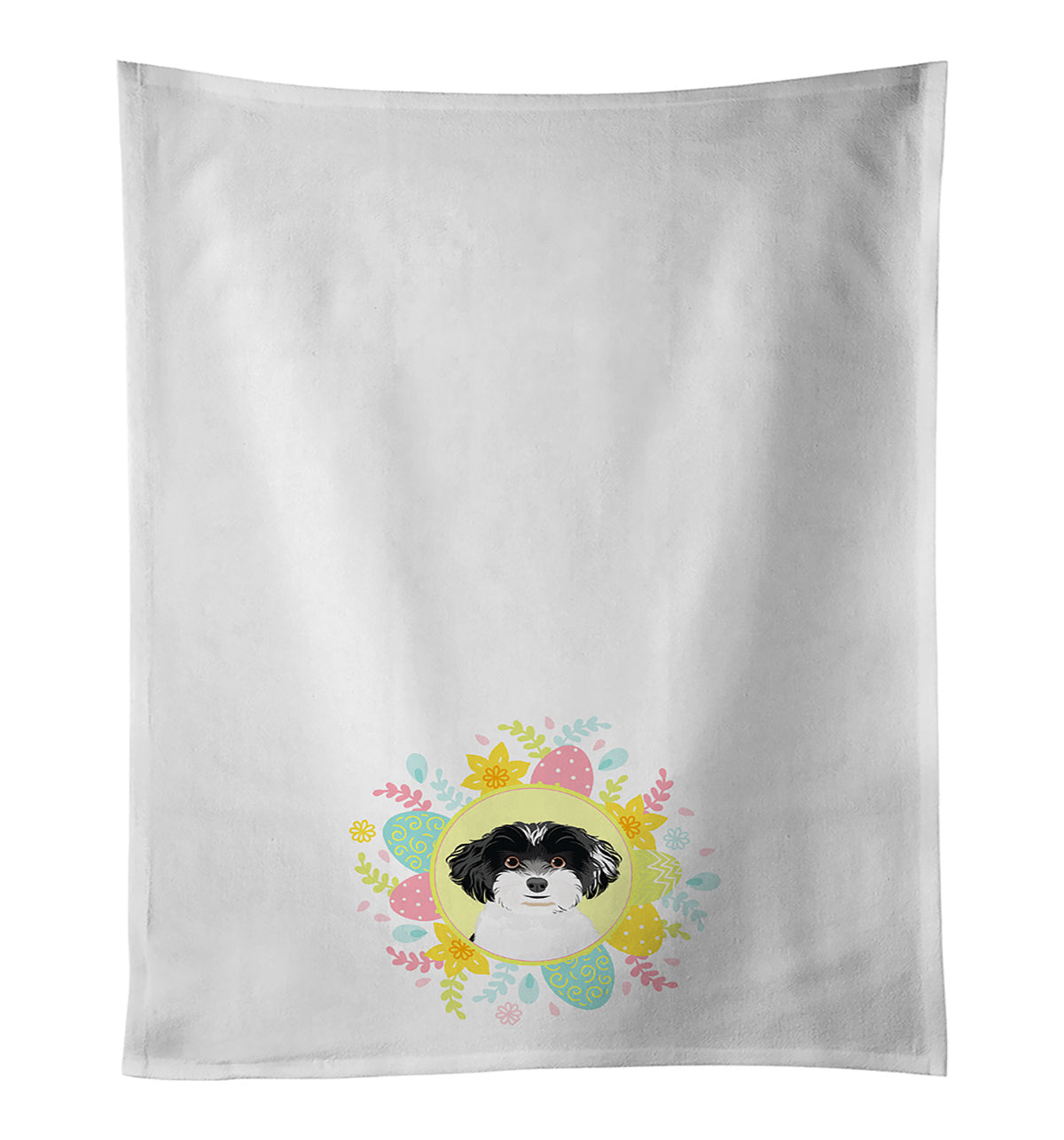 NEW Shih-Tzu Black and White #4 Easter Kitchen Towel Set of 2 White Dish Towels Decorative Bathroom Hand towel for Hand, Face, Hair, Yoga, Tea, Dishcloth, 19 X 28", White