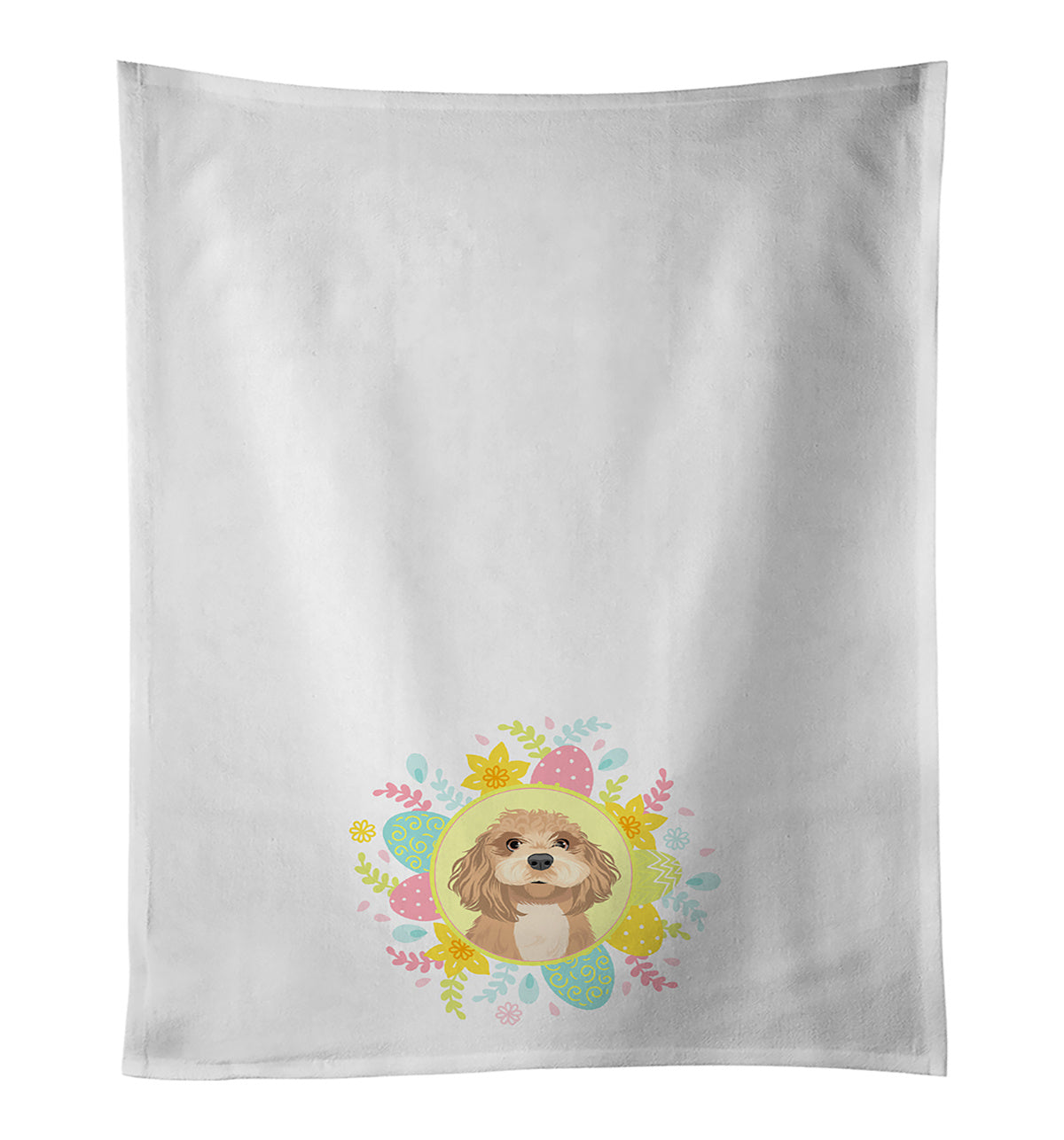 NEW Shih-Tzu Red Easter Kitchen Towel Set of 2 White Dish Towels Decorative Bathroom Hand towel for Hand, Face, Hair, Yoga, Tea, Dishcloth, 19 X 28", White