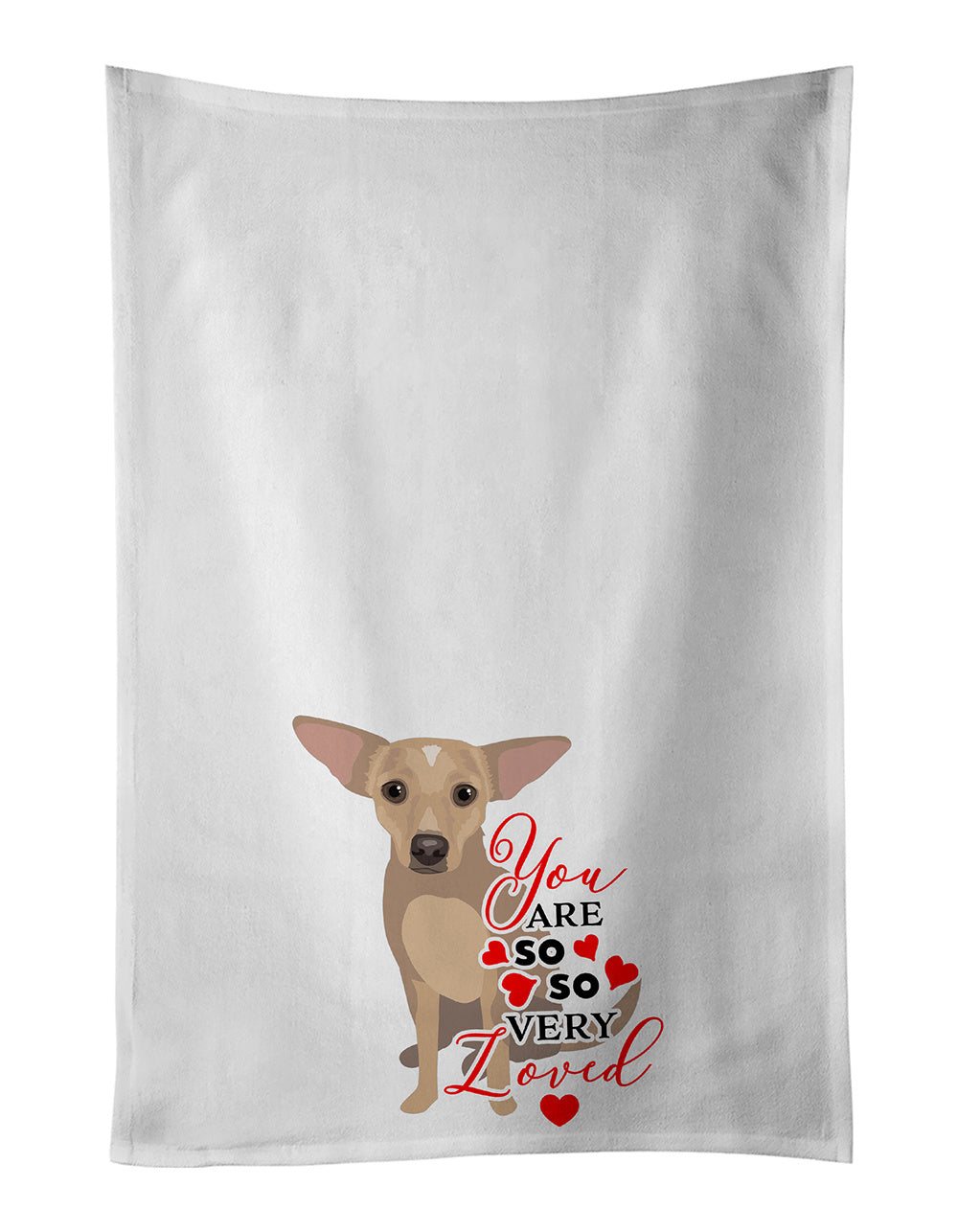 NEW Chihuahua Silver so Loved Kitchen Towel Set of 2 White Dish Towels Decorative Bathroom Hand towel for Hand, Face, Hair, Yoga, Tea, Dishcloth, 19 X 28", White