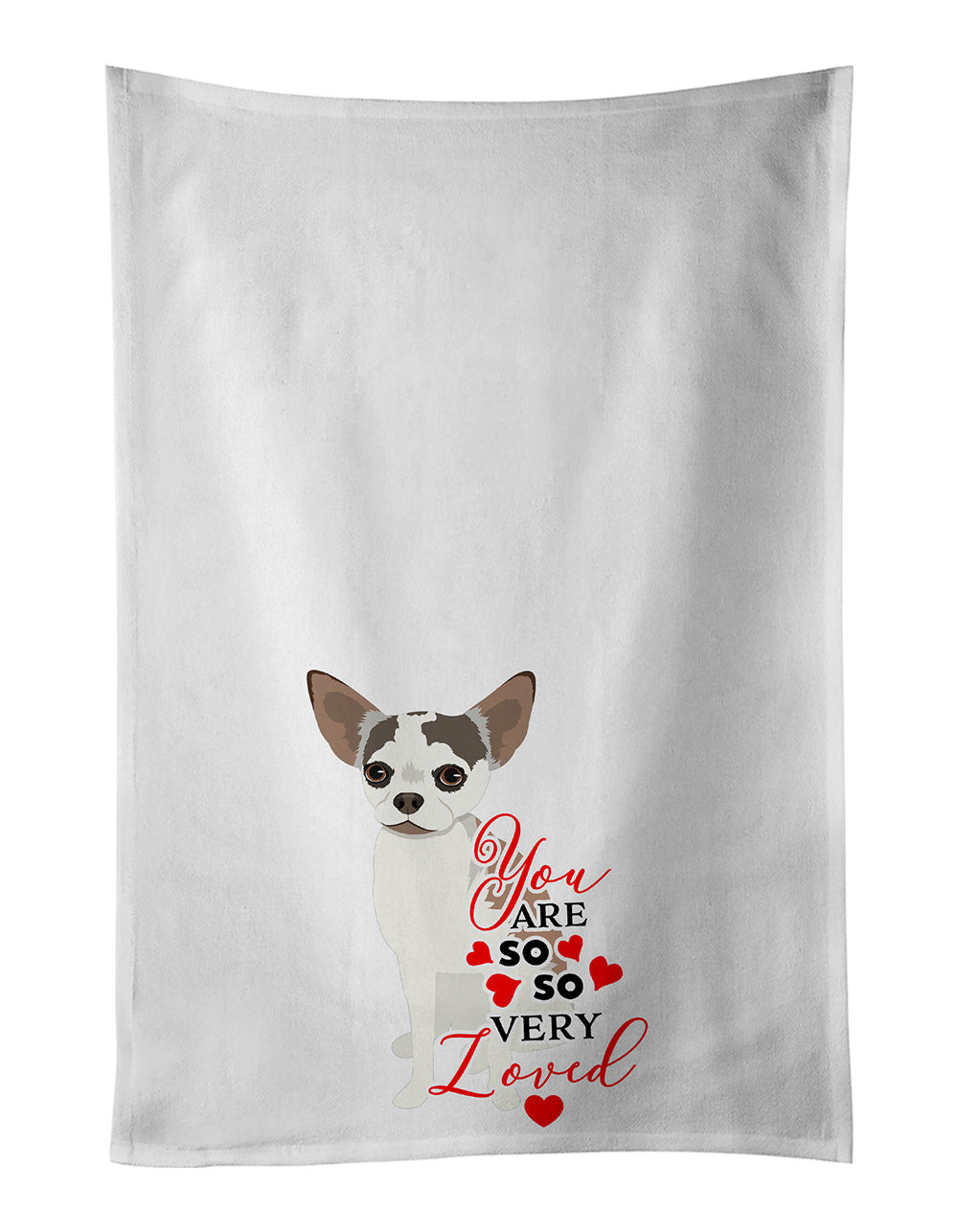 NEW Chihuahua Merle so Loved Kitchen Towel Set of 2 White Dish Towels Decorative Bathroom Hand towel for Hand, Face, Hair, Yoga, Tea, Dishcloth, 19 X 28", White