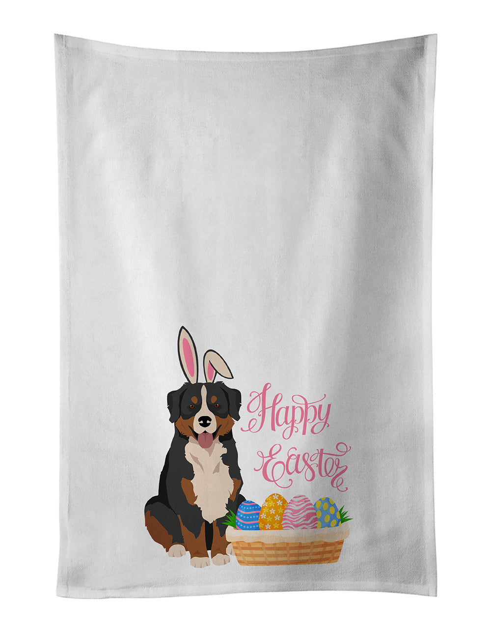 NEW Bernese Mountain Dog Easter Kitchen Towel Set of 2 White Dish Towels Decorative Bathroom Hand towel for Hand, Face, Hair, Yoga, Tea, Dishcloth, 19 X 28", White