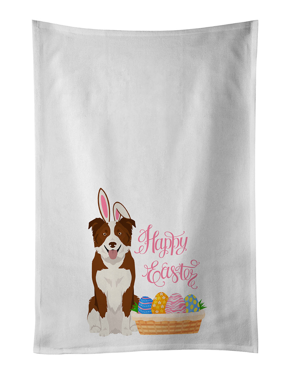 NEW Red and White Border Collie Easter Kitchen Towel Set of 2 White Dish Towels Decorative Bathroom Hand towel for Hand, Face, Hair, Yoga, Tea, Dishcloth, 19 X 28", White