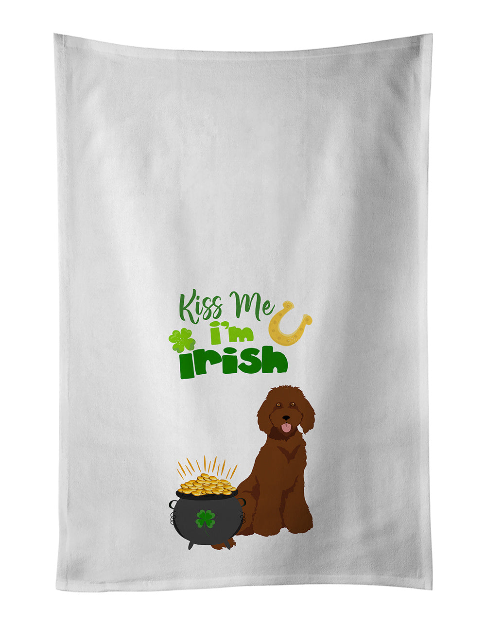 NEW Standard Red Poodle St. Patrick's Day Kitchen Towel Set of 2 White Dish Towels Decorative Bathroom Hand towel for Hand, Face, Hair, Yoga, Tea, Dishcloth, 19 X 28", White