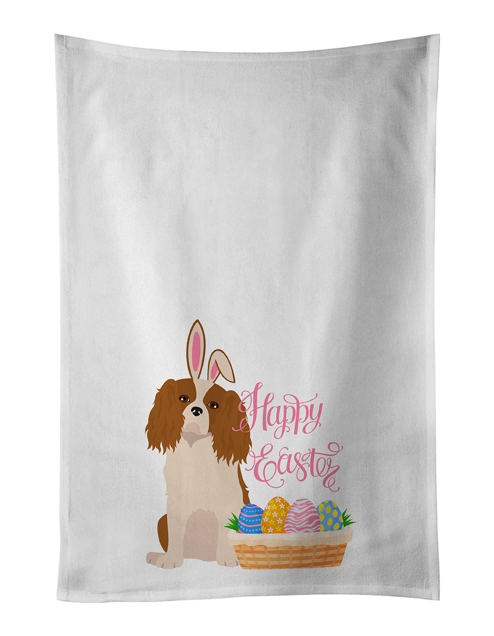 NEW Blenheim Cavalier Spaniel Easter Kitchen Towel Set of 2 White Dish Towels Decorative Bathroom Hand towel for Hand, Face, Hair, Yoga, Tea, Dishcloth, 19 X 28", White