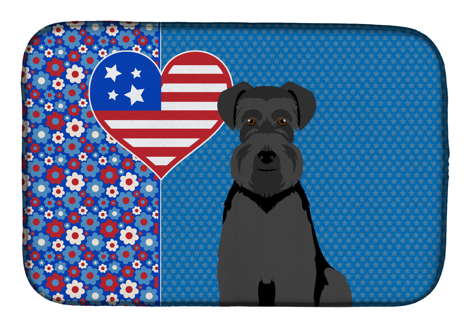 Black Natural Ears Schnauzer USA American Dish Drying Mat Absorbent Dish Drying Mat Pad for Kitchen Counter Dish Drainer Mat for Countertop, 14 x 21", Multicolor