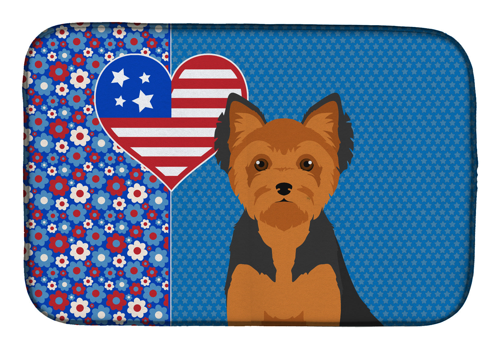 Black and Tan Puppy Cut Yorkshire Terrier USA American Dish Drying Mat Absorbent Dish Drying Mat Pad for Kitchen Counter Dish Drainer Mat for Countertop, 14 x 21", Multicolor