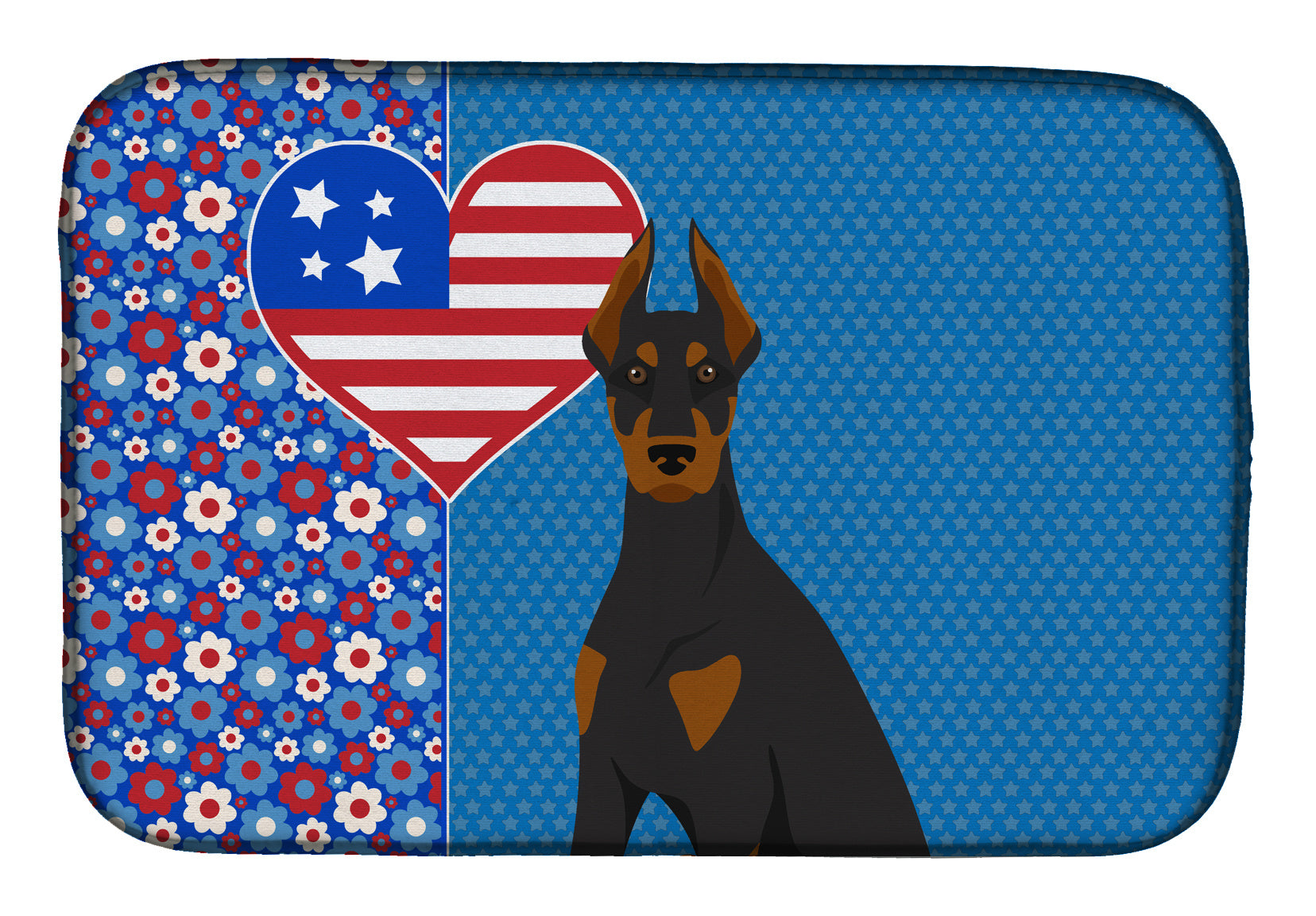 Black and Tan Doberman Pinscher USA American Dish Drying Mat Absorbent Dish Drying Mat Pad for Kitchen Counter Dish Drainer Mat for Countertop, 14 x 21", Multicolor