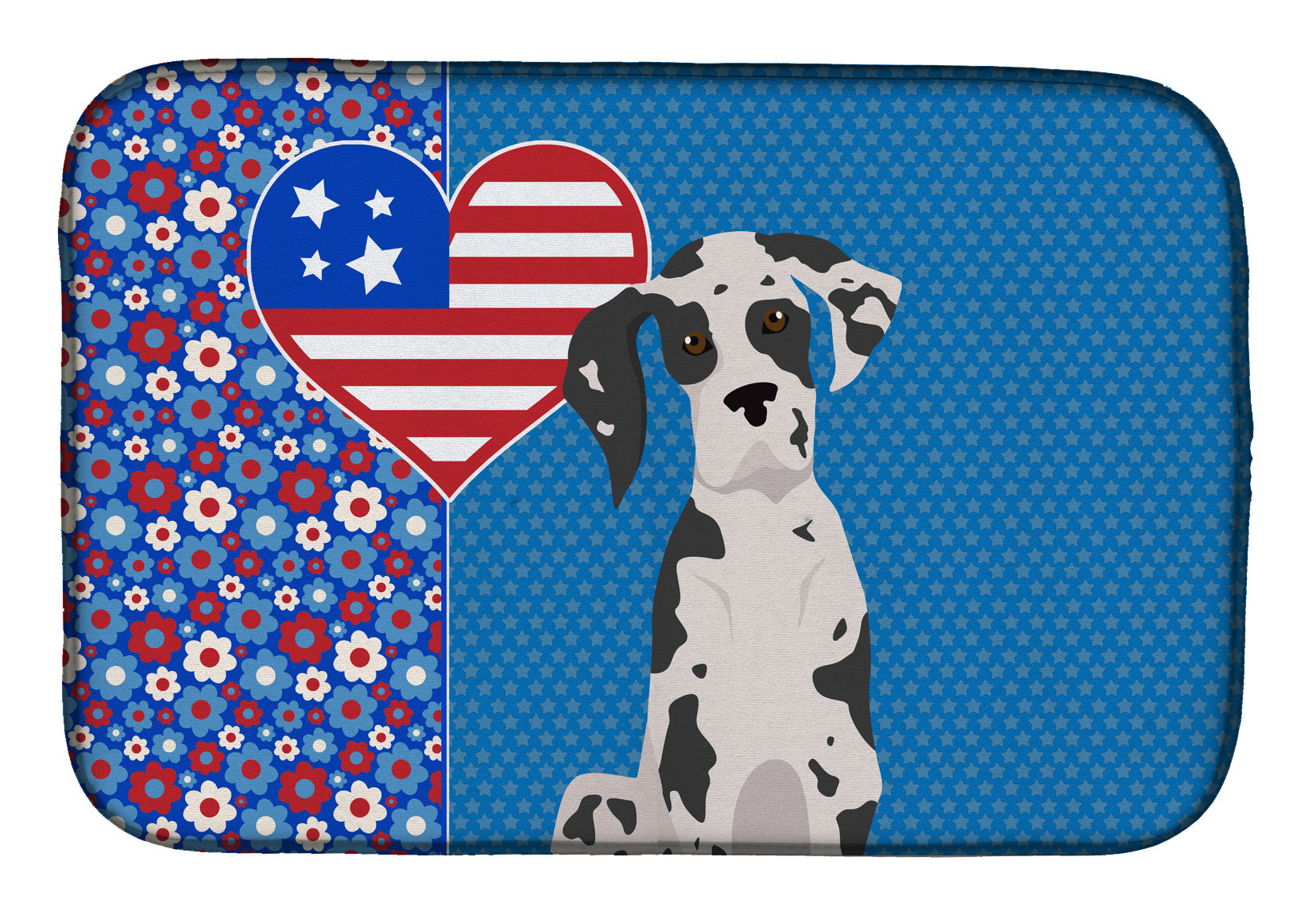 Harlequin Great Dane USA American Dish Drying Mat Absorbent Dish Drying Mat Pad for Kitchen Counter Dish Drainer Mat for Countertop, 14 x 21", Multicolor