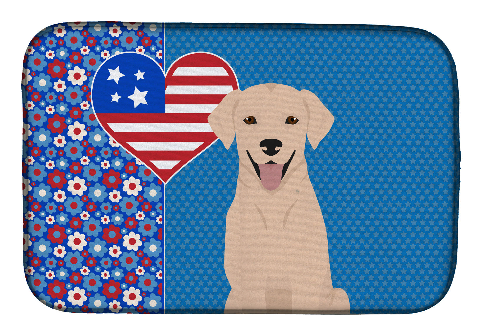 Yellow Labrador Retriever USA American Dish Drying Mat Absorbent Dish Drying Mat Pad for Kitchen Counter Dish Drainer Mat for Countertop, 14 x 21", Multicolor