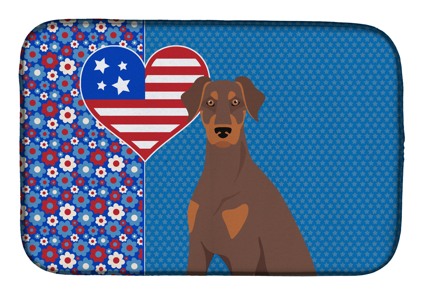 Natural Ear Red and Tan Doberman Pinscher USA American Dish Drying Mat Absorbent Dish Drying Mat Pad for Kitchen Counter Dish Drainer Mat for Countertop, 14 x 21", Multicolor