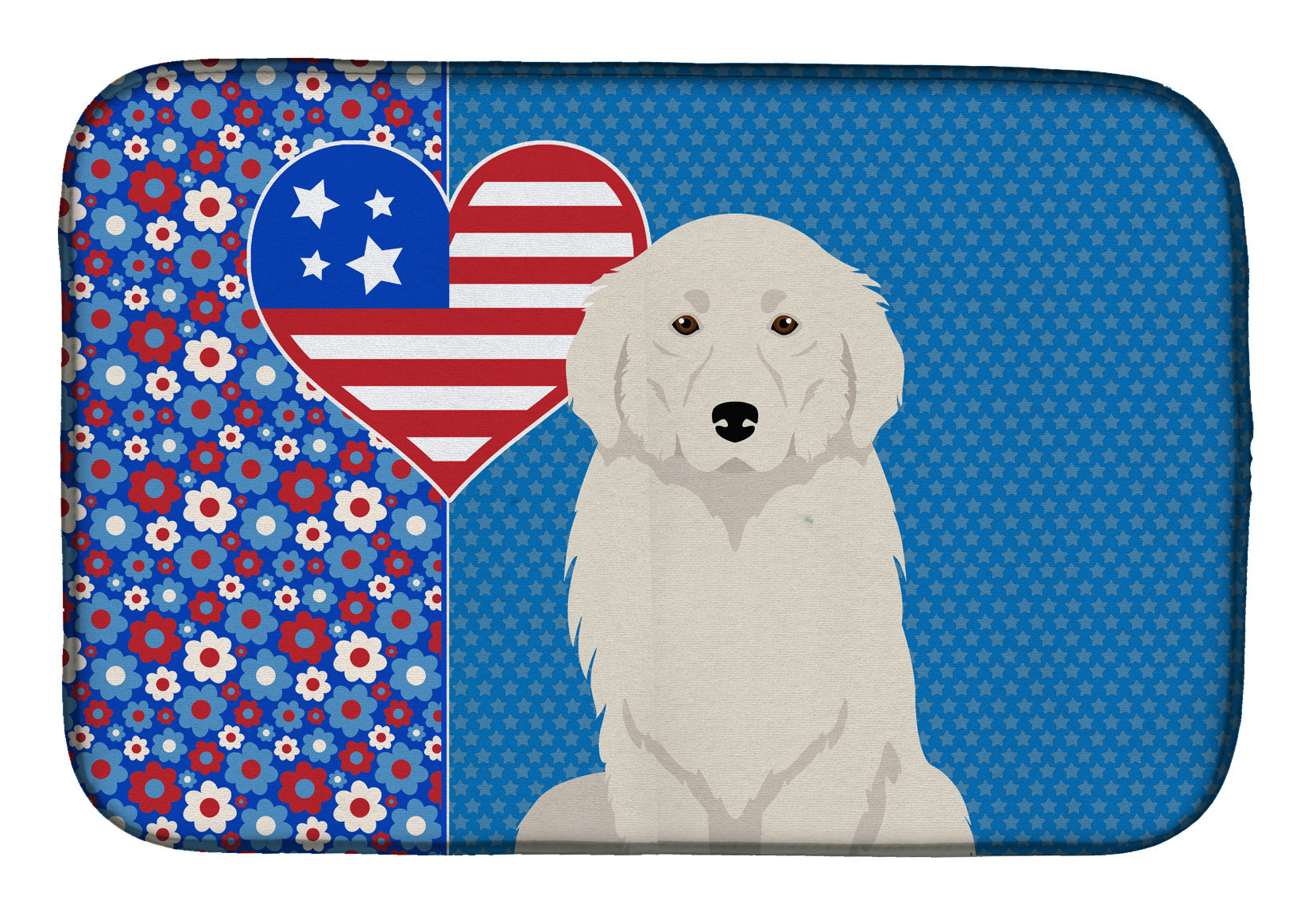 Great Pyrenees USA American Dish Drying Mat Absorbent Dish Drying Mat Pad for Kitchen Counter Dish Drainer Mat for Countertop, 14 x 21", Multicolor