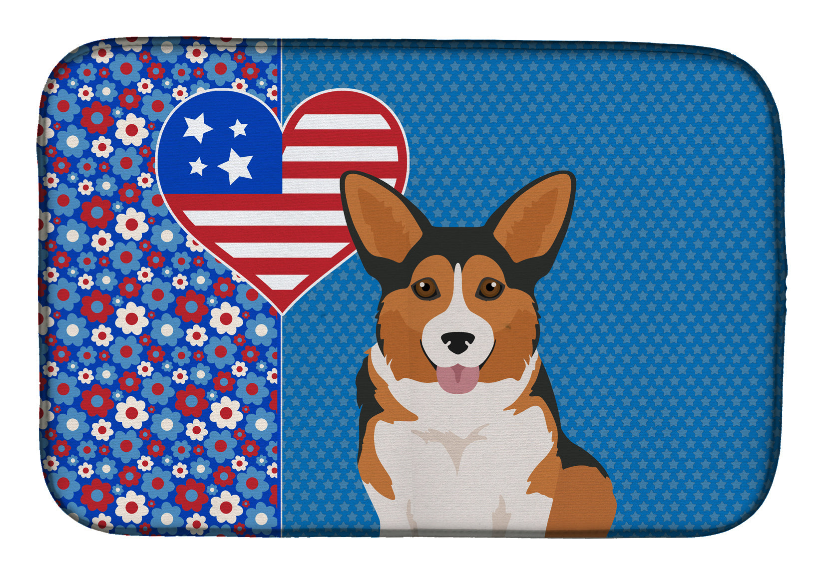 Sable Pembroke Corgi USA American Dish Drying Mat Absorbent Dish Drying Mat Pad for Kitchen Counter Dish Drainer Mat for Countertop, 14 x 21", Multicolor