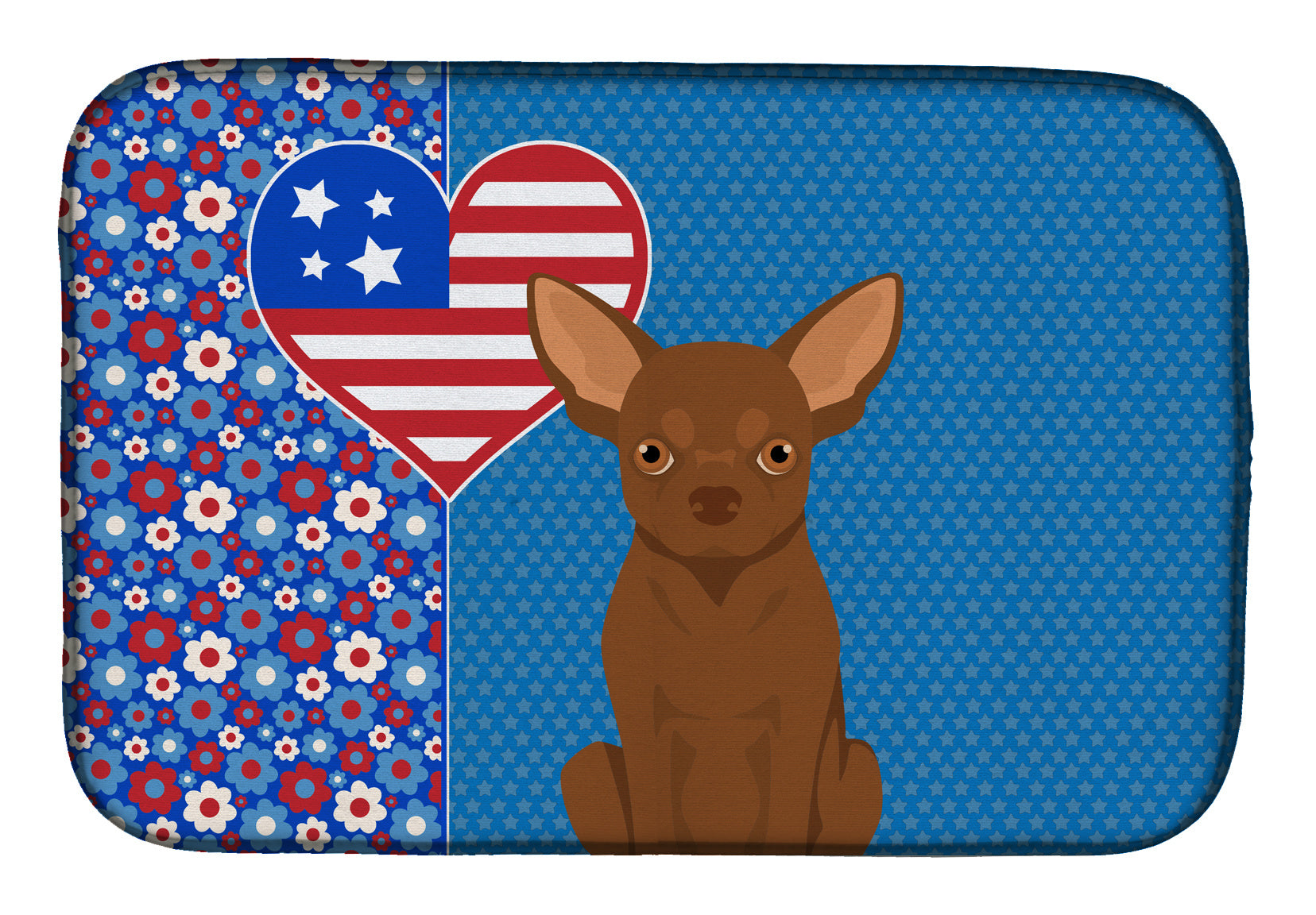 Chocolate Chihuahua USA American Dish Drying Mat Absorbent Dish Drying Mat Pad for Kitchen Counter Dish Drainer Mat for Countertop, 14 x 21", Multicolor