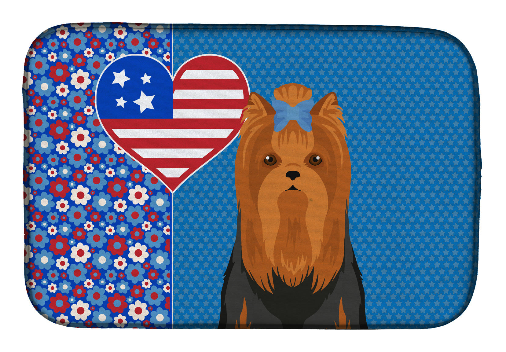 Black and Tan Full Coat Yorkshire Terrier USA American Dish Drying Mat Absorbent Dish Drying Mat Pad for Kitchen Counter Dish Drainer Mat for Countertop, 14 x 21", Multicolor