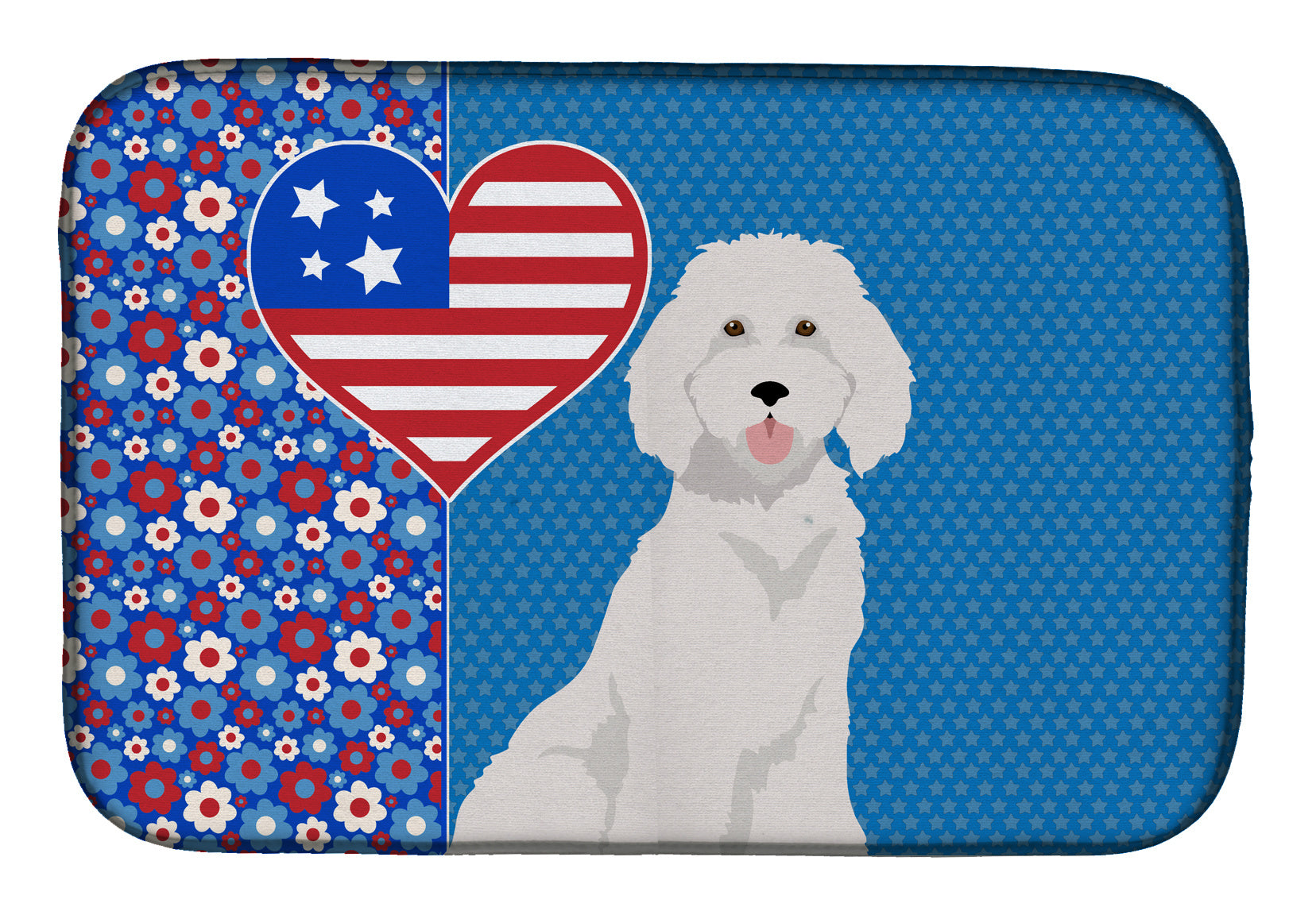 Standard White Poodle USA American Dish Drying Mat Absorbent Dish Drying Mat Pad for Kitchen Counter Dish Drainer Mat for Countertop, 14 x 21", Multicolor