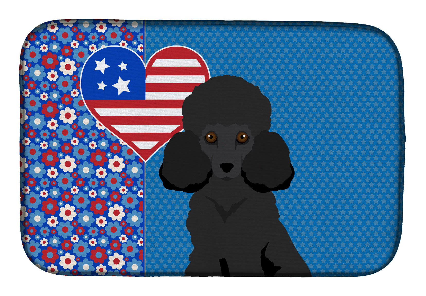 Toy Black Poodle USA American Dish Drying Mat Absorbent Dish Drying Mat Pad for Kitchen Counter Dish Drainer Mat for Countertop, 14 x 21", Multicolor