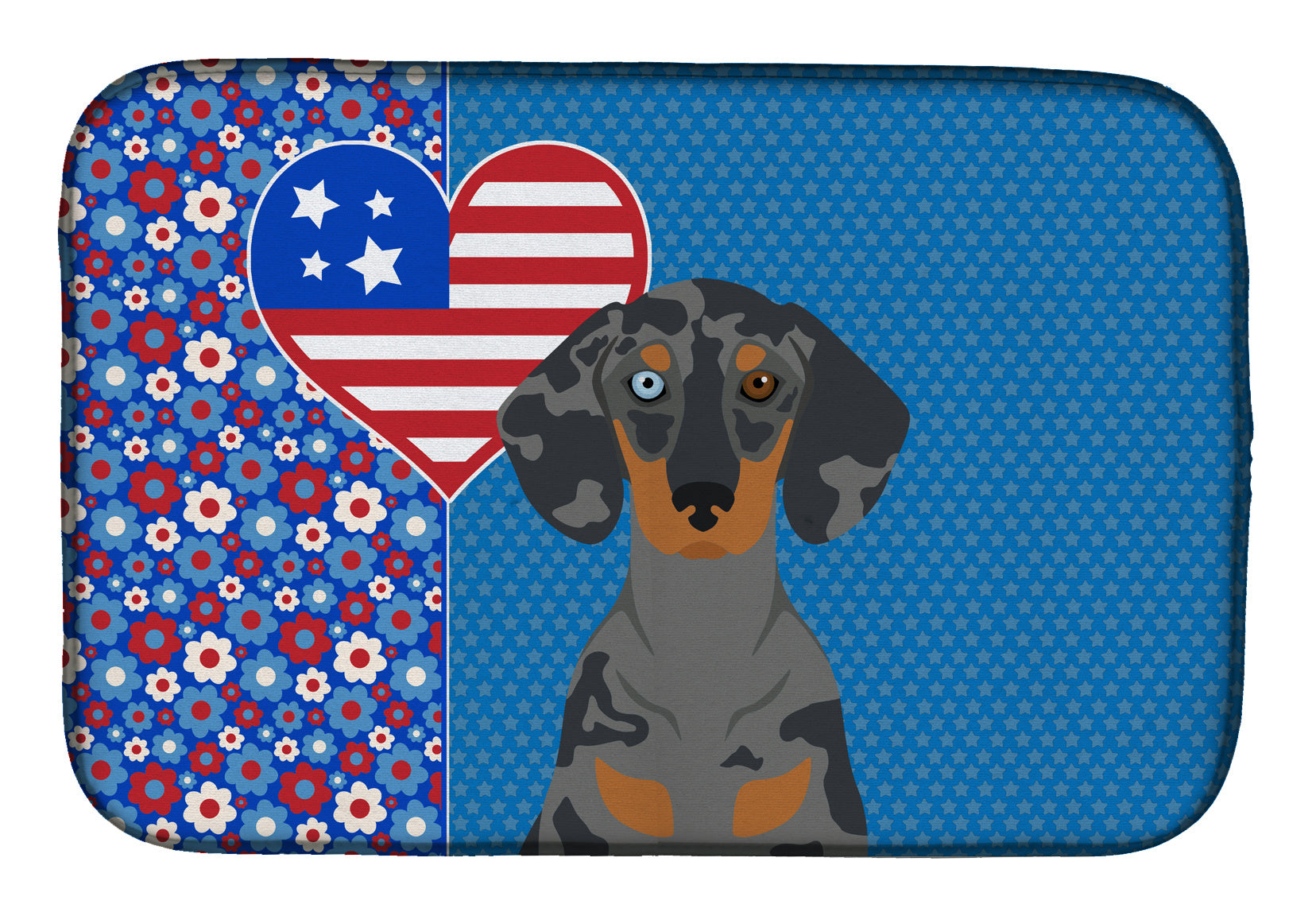 Black Dapple Dachshund USA American Dish Drying Mat Absorbent Dish Drying Mat Pad for Kitchen Counter Dish Drainer Mat for Countertop, 14 x 21", Multicolor