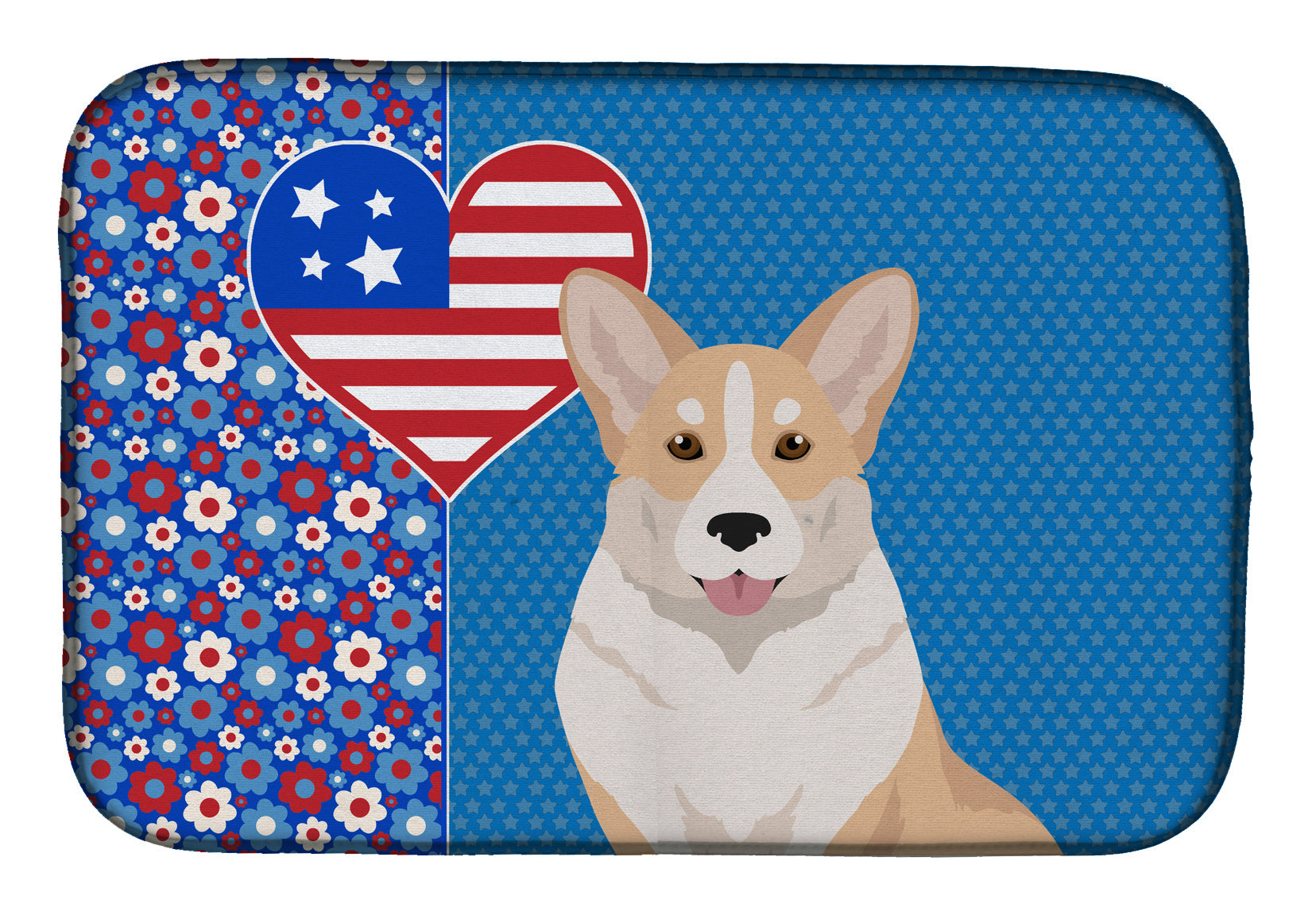 Fawn Cardigan Corgi USA American Dish Drying Mat Absorbent Dish Drying Mat Pad for Kitchen Counter Dish Drainer Mat for Countertop, 14 x 21", Multicolor