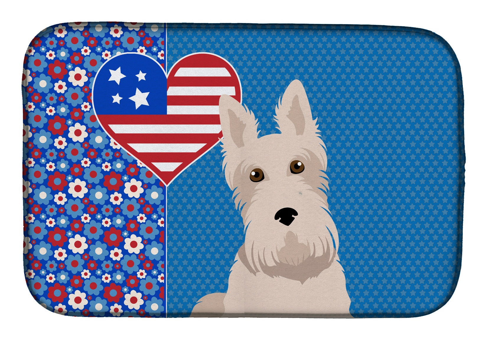 Wheaten Scottish Terrier USA American Dish Drying Mat Absorbent Dish Drying Mat Pad for Kitchen Counter Dish Drainer Mat for Countertop, 14 x 21", Multicolor