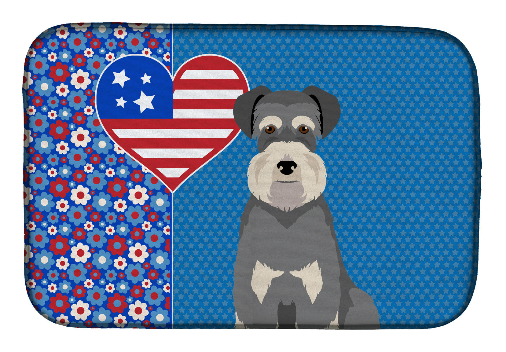 Salt Pepper Natural Ears Schnauzer USA American Dish Drying Mat Absorbent Dish Drying Mat Pad for Kitchen Counter Dish Drainer Mat for Countertop, 14 x 21", Multicolor