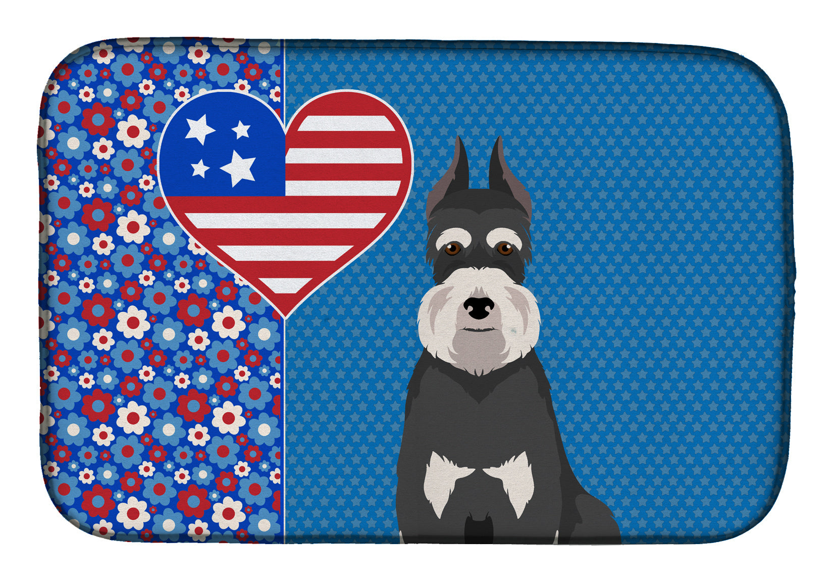 Black and Silver Schnauzer USA American Dish Drying Mat Absorbent Dish Drying Mat Pad for Kitchen Counter Dish Drainer Mat for Countertop, 14 x 21", Multicolor