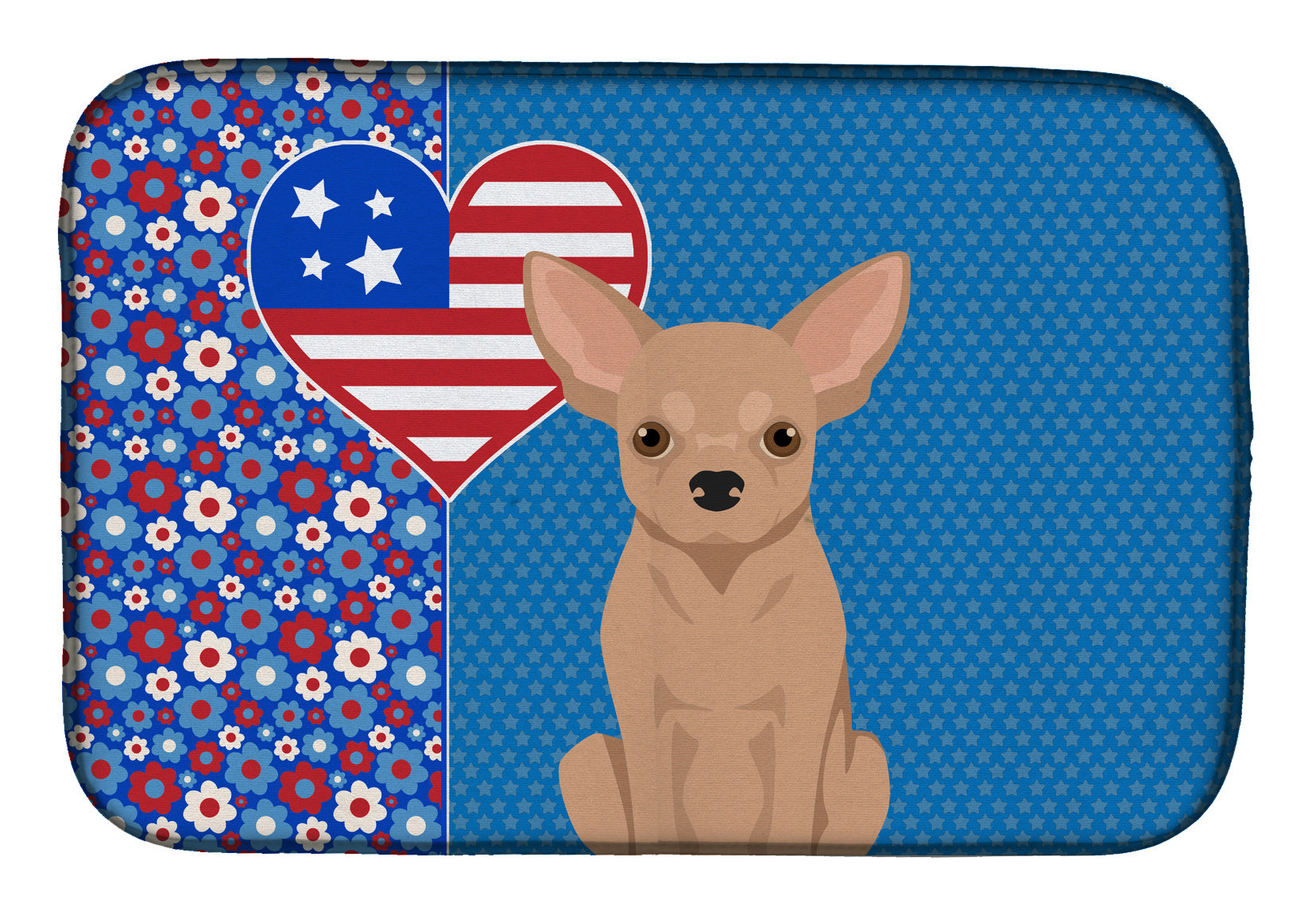 Cream Chihuahua USA American Dish Drying Mat Absorbent Dish Drying Mat Pad for Kitchen Counter Dish Drainer Mat for Countertop, 14 x 21", Multicolor