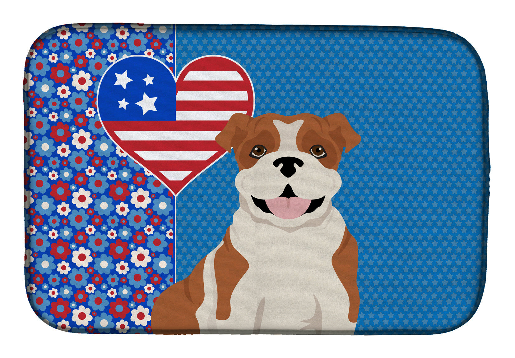 Red English Bulldog USA American Dish Drying Mat Absorbent Dish Drying Mat Pad for Kitchen Counter Dish Drainer Mat for Countertop, 14 x 21", Multicolor