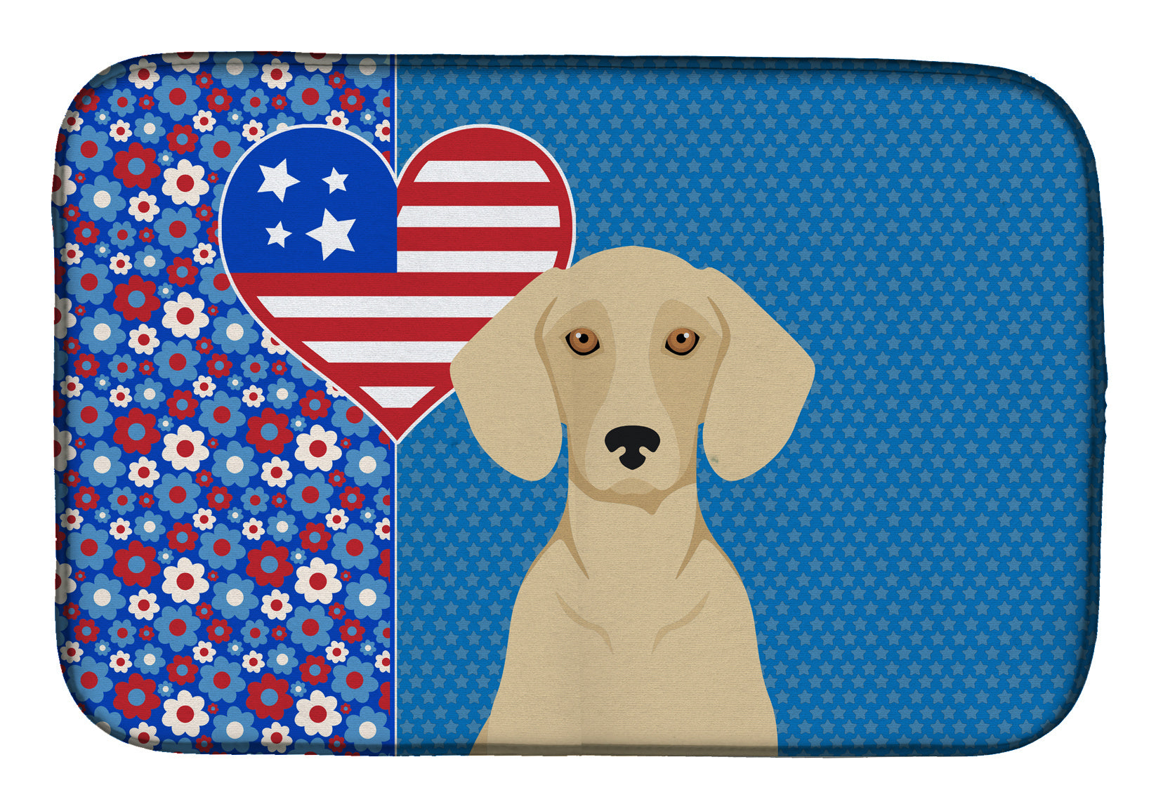 Cream Dachshund USA American Dish Drying Mat Absorbent Dish Drying Mat Pad for Kitchen Counter Dish Drainer Mat for Countertop, 14 x 21", Multicolor