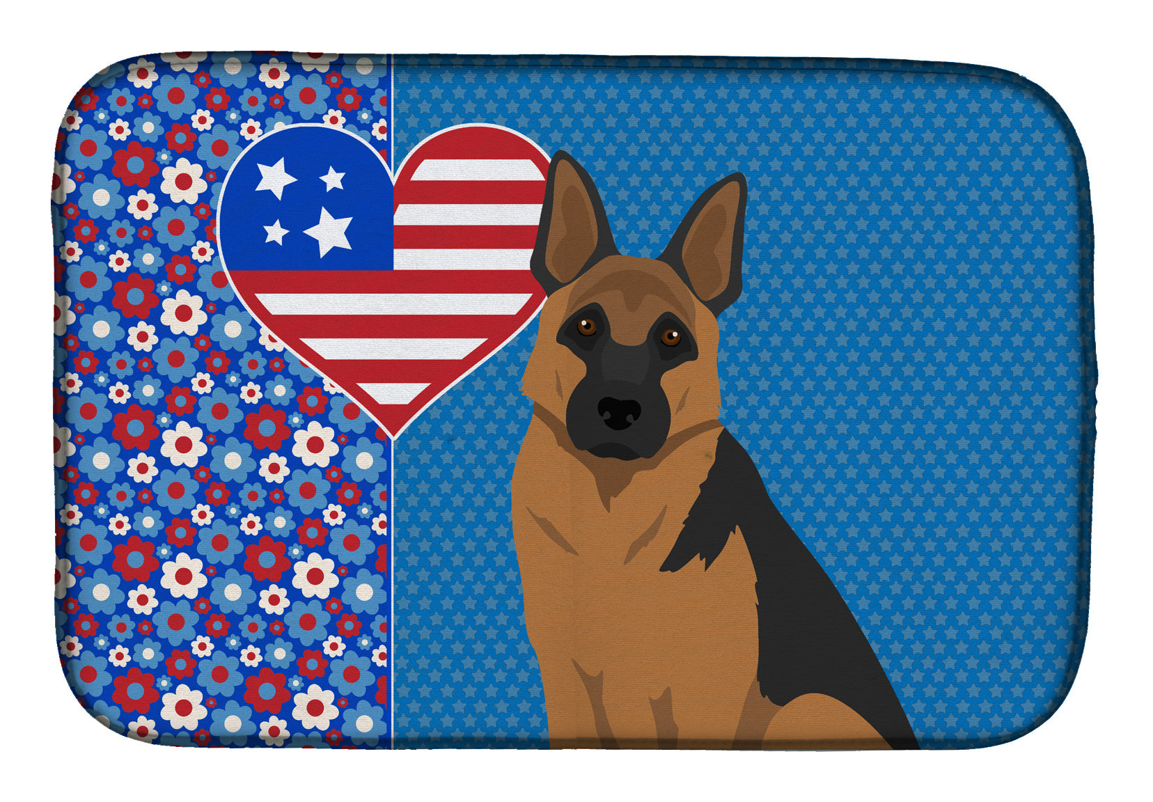 Black and Tan German Shepherd USA American Dish Drying Mat Absorbent Dish Drying Mat Pad for Kitchen Counter Dish Drainer Mat for Countertop, 14 x 21", Multicolor