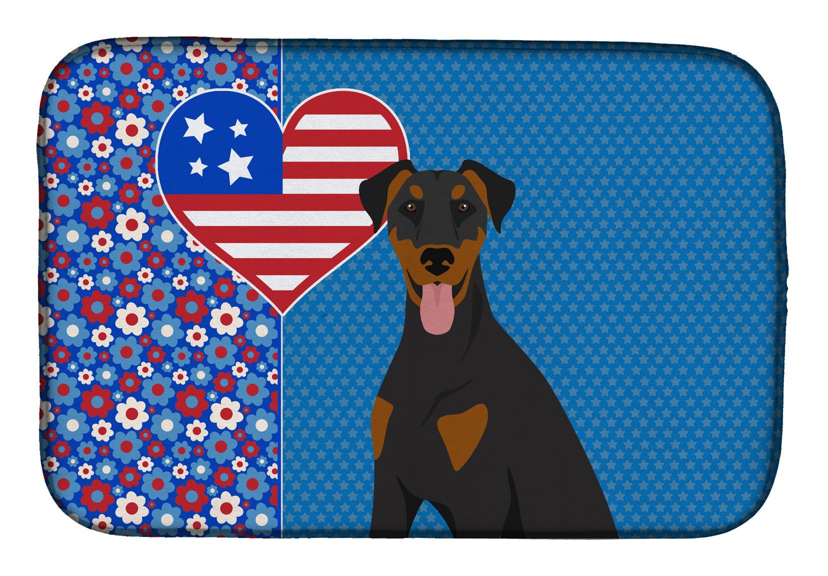 Natural Ear Black and Tan Doberman Pinscher USA American Dish Drying Mat Absorbent Dish Drying Mat Pad for Kitchen Counter Dish Drainer Mat for Countertop, 14 x 21", Multicolor