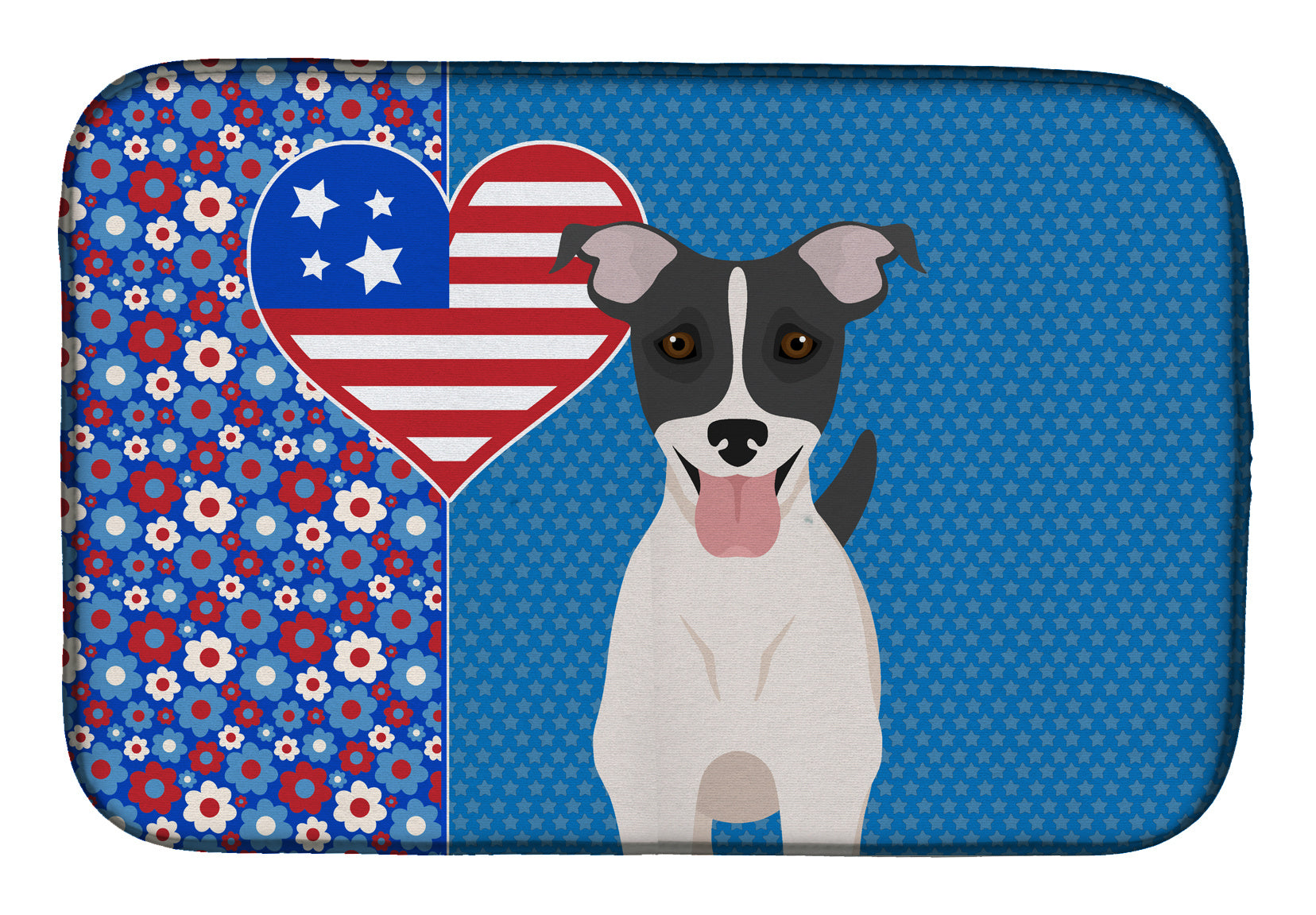 Black White Smooth Jack Russell Terrier USA American Dish Drying Mat Absorbent Dish Drying Mat Pad for Kitchen Counter Dish Drainer Mat for Countertop, 14 x 21", Multicolor