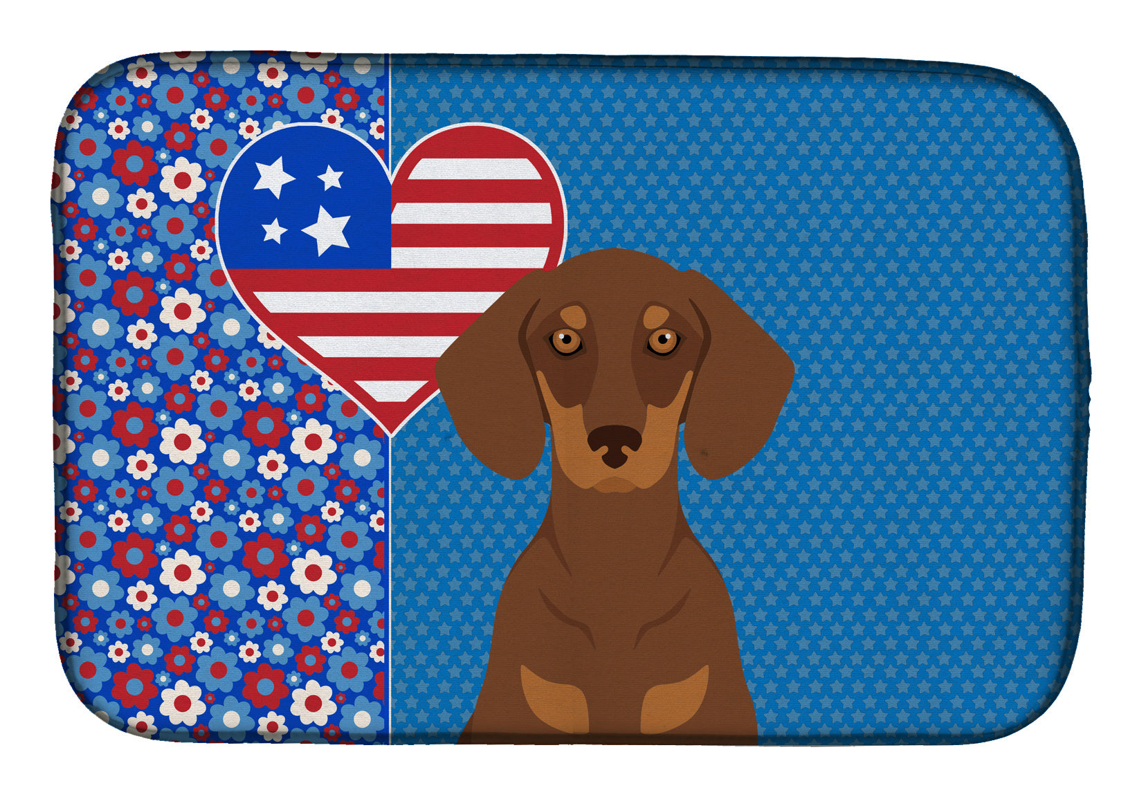 Chocolate and Tan Dachshund USA American Dish Drying Mat Absorbent Dish Drying Mat Pad for Kitchen Counter Dish Drainer Mat for Countertop, 14 x 21", Multicolor