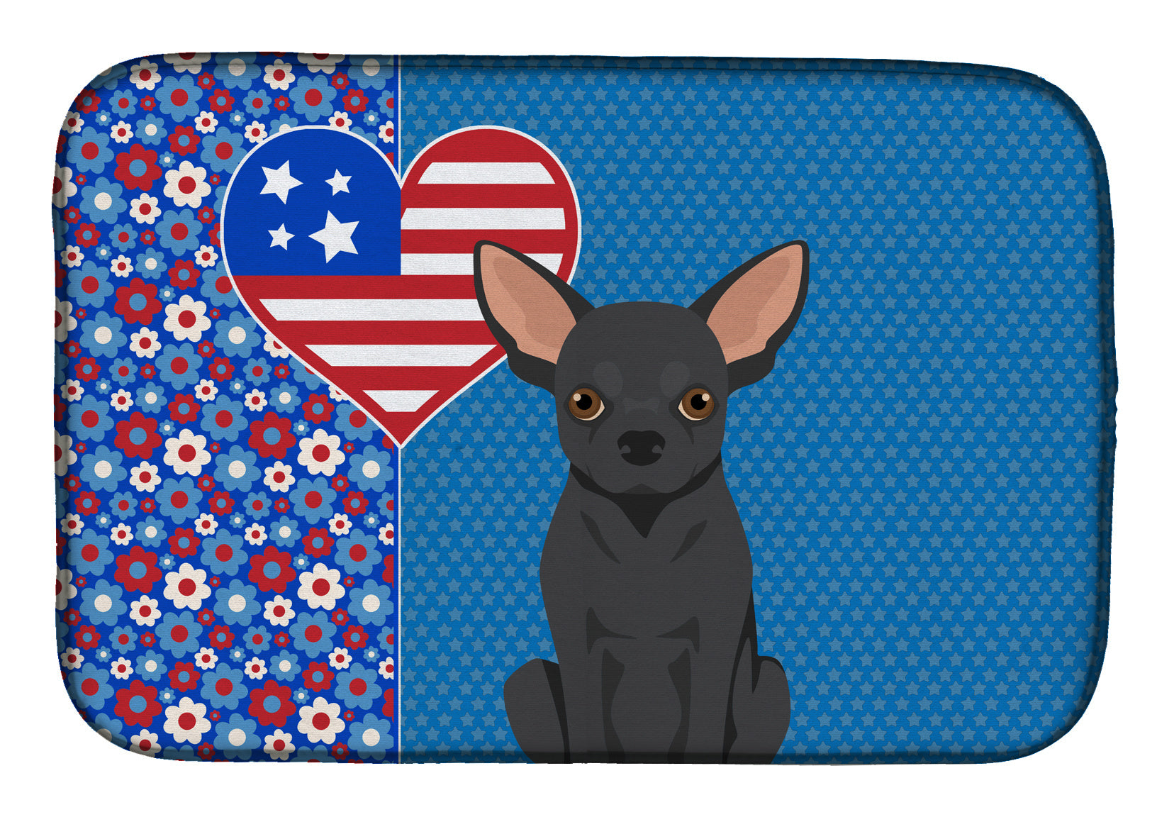 Black Chihuahua USA American Dish Drying Mat Absorbent Dish Drying Mat Pad for Kitchen Counter Dish Drainer Mat for Countertop, 14 x 21", Multicolor