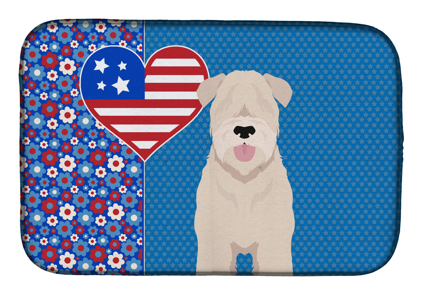 Soft Coated Wheaten Terrier USA American Dish Drying Mat Absorbent Dish Drying Mat Pad for Kitchen Counter Dish Drainer Mat for Countertop, 14 x 21", Multicolor