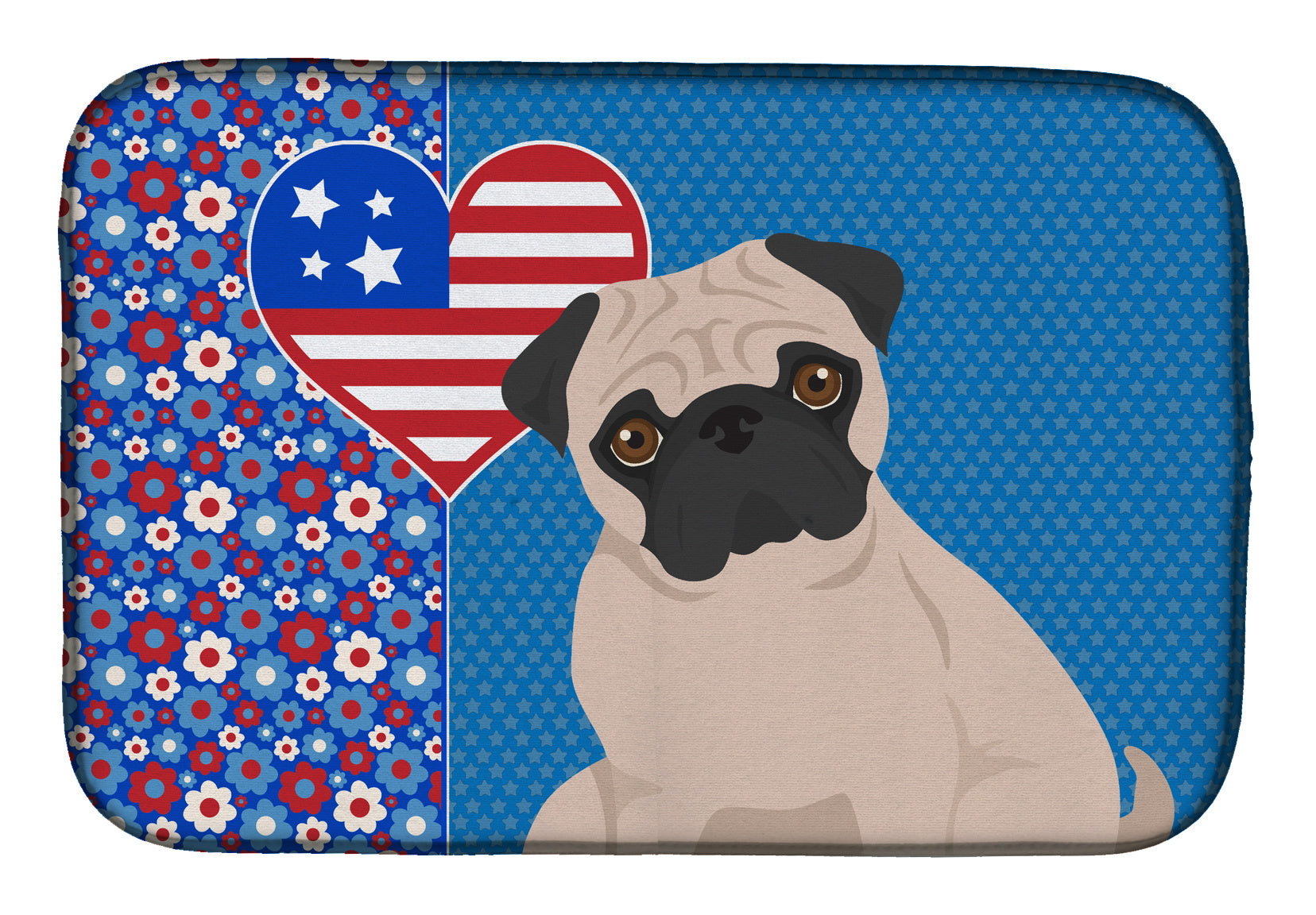 Fawn Pug USA American Dish Drying Mat Absorbent Dish Drying Mat Pad for Kitchen Counter Dish Drainer Mat for Countertop, 14 x 21", Multicolor