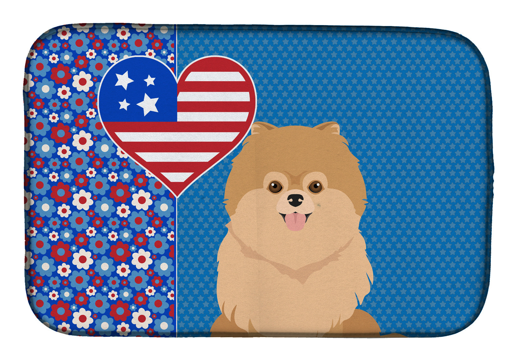 Orange Pomeranian USA American Dish Drying Mat Absorbent Dish Drying Mat Pad for Kitchen Counter Dish Drainer Mat for Countertop, 14 x 21", Multicolor