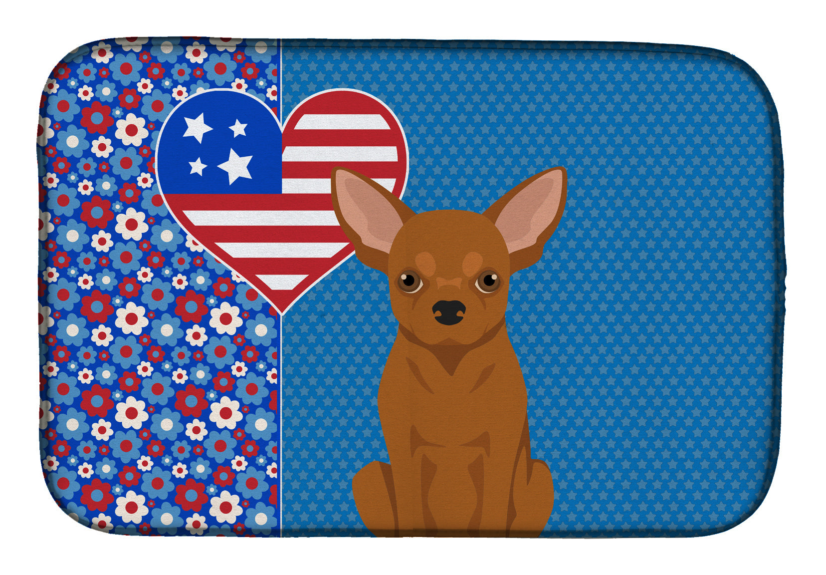 Red Chihuahua USA American Dish Drying Mat Absorbent Dish Drying Mat Pad for Kitchen Counter Dish Drainer Mat for Countertop, 14 x 21", Multicolor