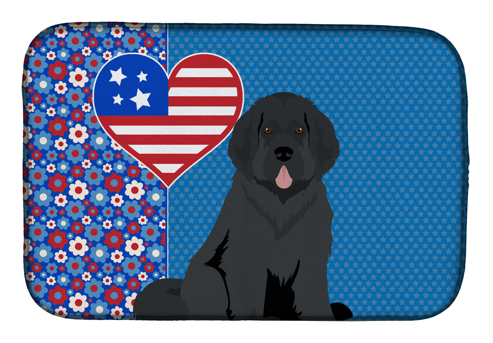 Black Newfoundland USA American Dish Drying Mat Absorbent Dish Drying Mat Pad for Kitchen Counter Dish Drainer Mat for Countertop, 14 x 21", Multicolor