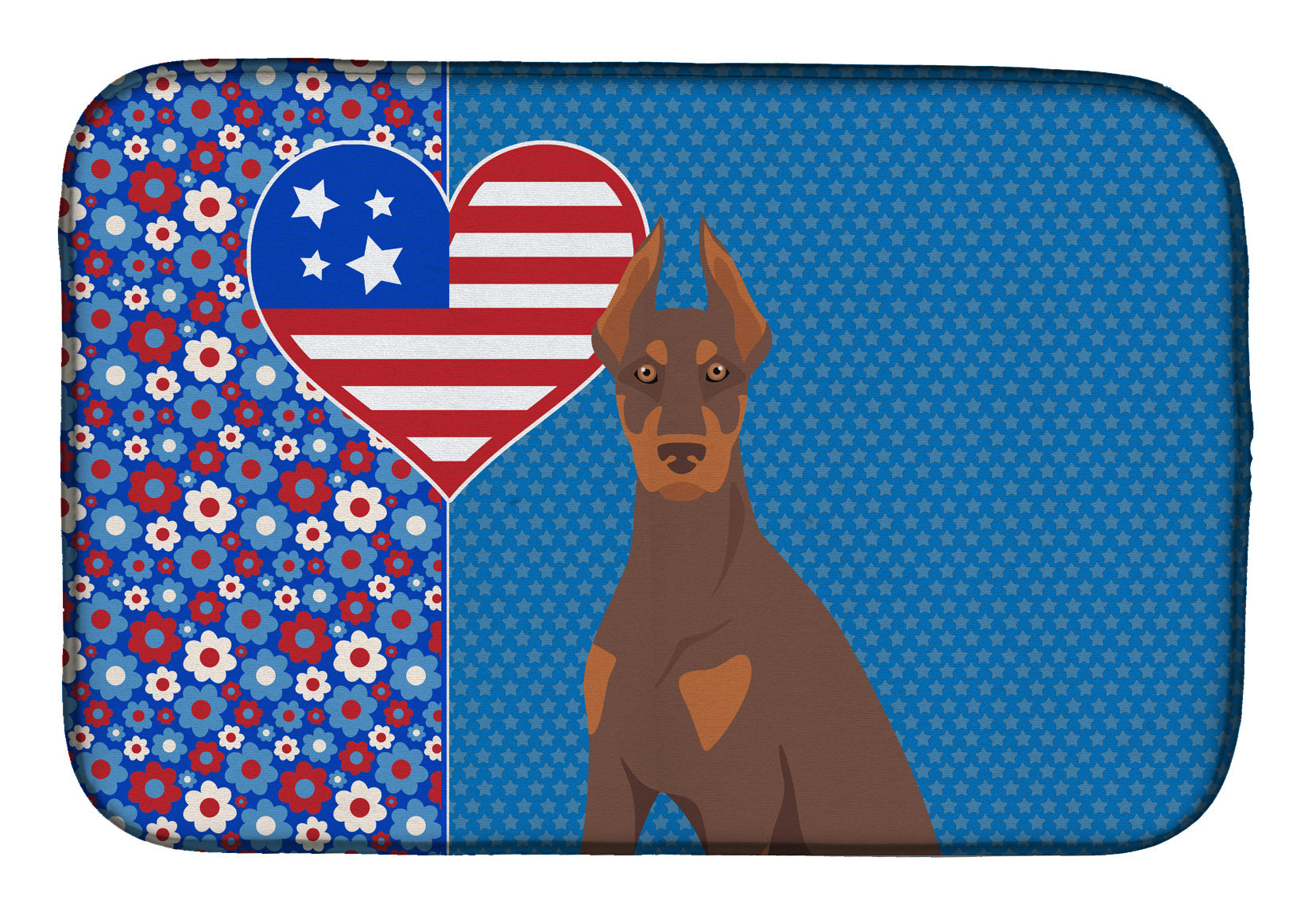 Red and Tan Doberman Pinscher USA American Dish Drying Mat Absorbent Dish Drying Mat Pad for Kitchen Counter Dish Drainer Mat for Countertop, 14 x 21", Multicolor