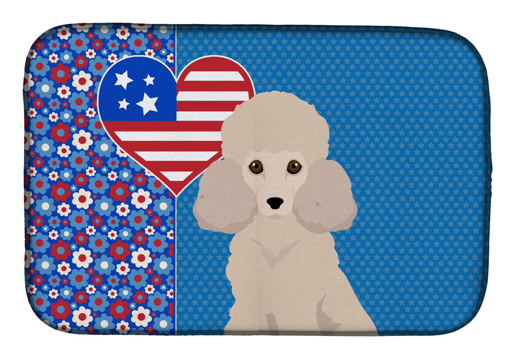 Toy Cream Poodle USA American Dish Drying Mat Absorbent Dish Drying Mat Pad for Kitchen Counter Dish Drainer Mat for Countertop, 14 x 21", Multicolor