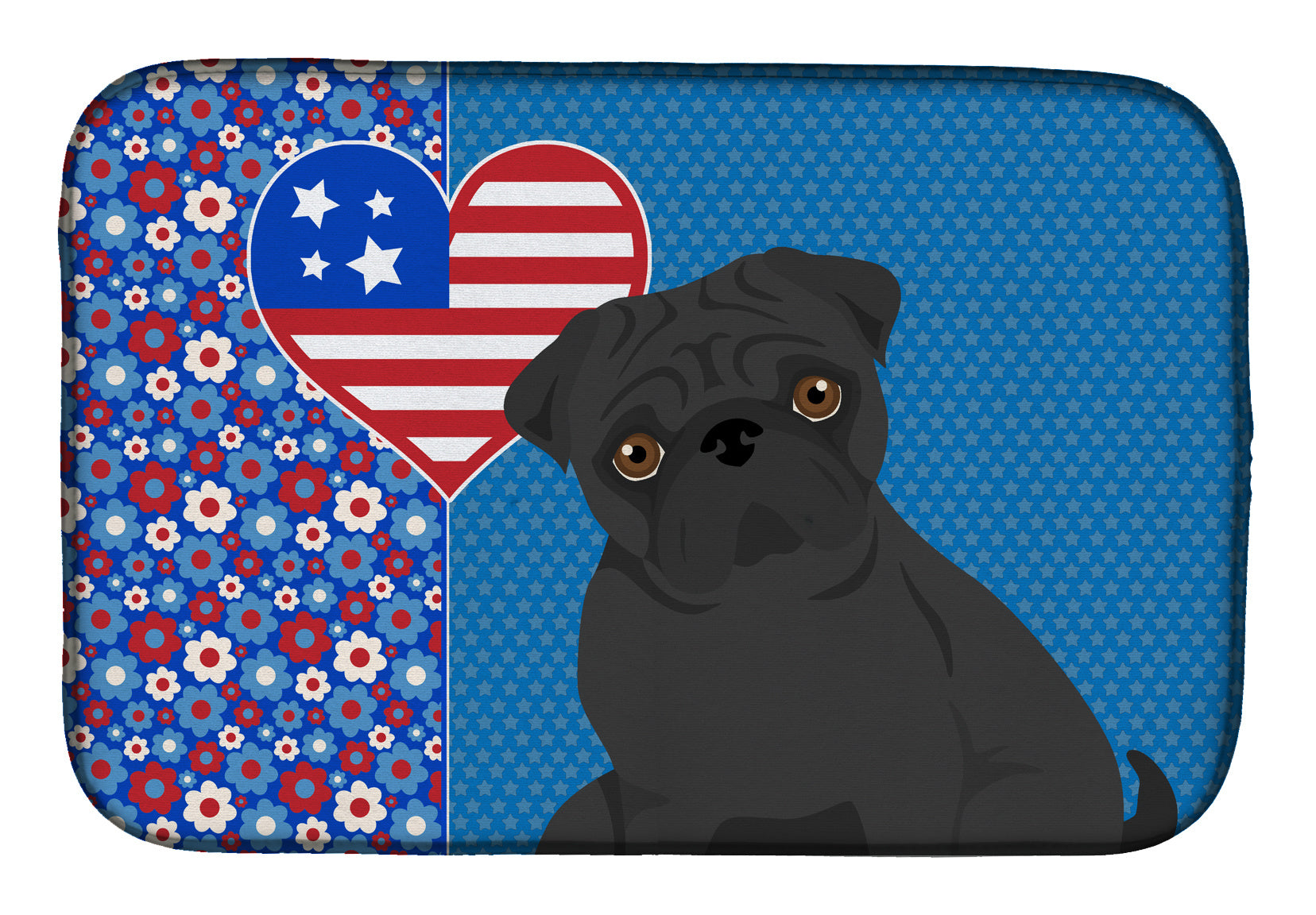 Black Pug USA American Dish Drying Mat Absorbent Dish Drying Mat Pad for Kitchen Counter Dish Drainer Mat for Countertop, 14 x 21", Multicolor