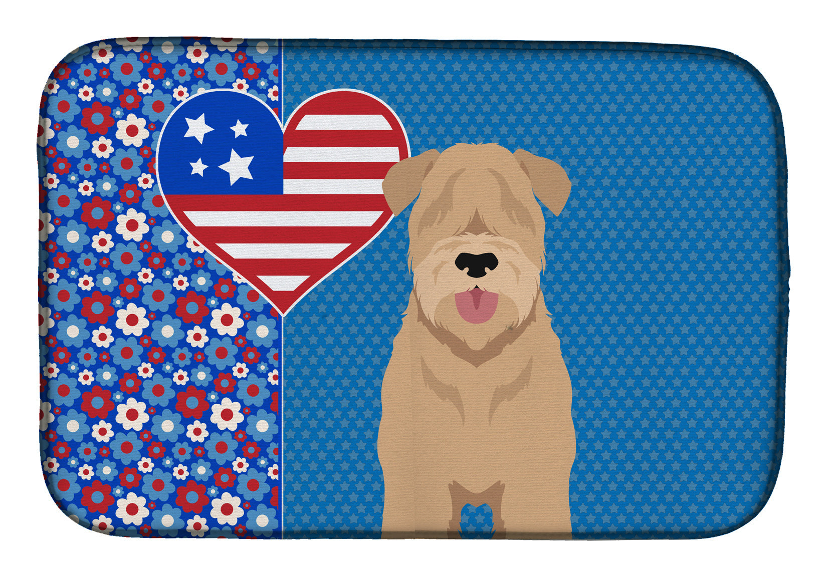 Red Wheaten Terrier USA American Dish Drying Mat Absorbent Dish Drying Mat Pad for Kitchen Counter Dish Drainer Mat for Countertop, 14 x 21", Multicolor