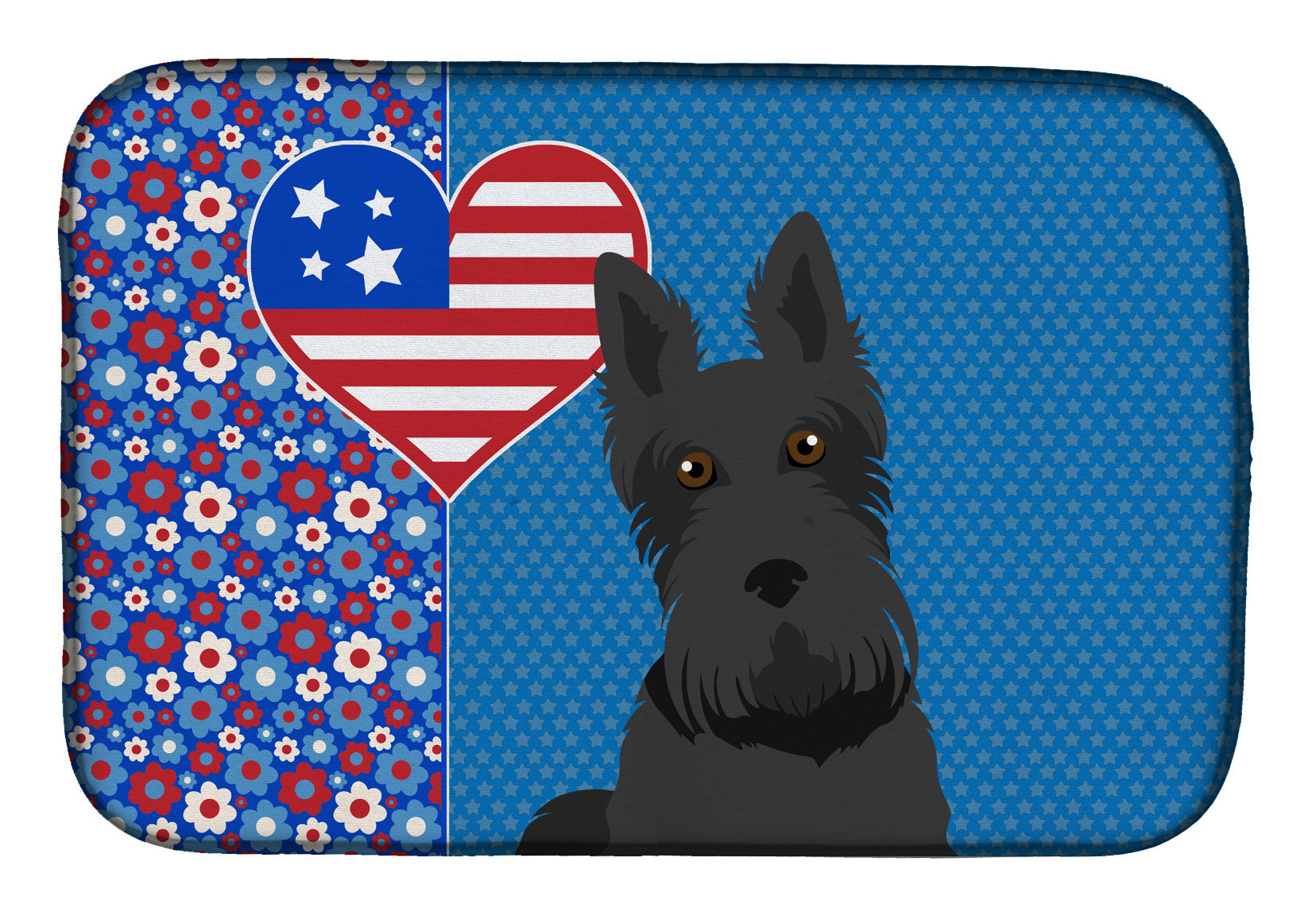 Black Scottish Terrier USA American Dish Drying Mat Absorbent Dish Drying Mat Pad for Kitchen Counter Dish Drainer Mat for Countertop, 14 x 21", Multicolor