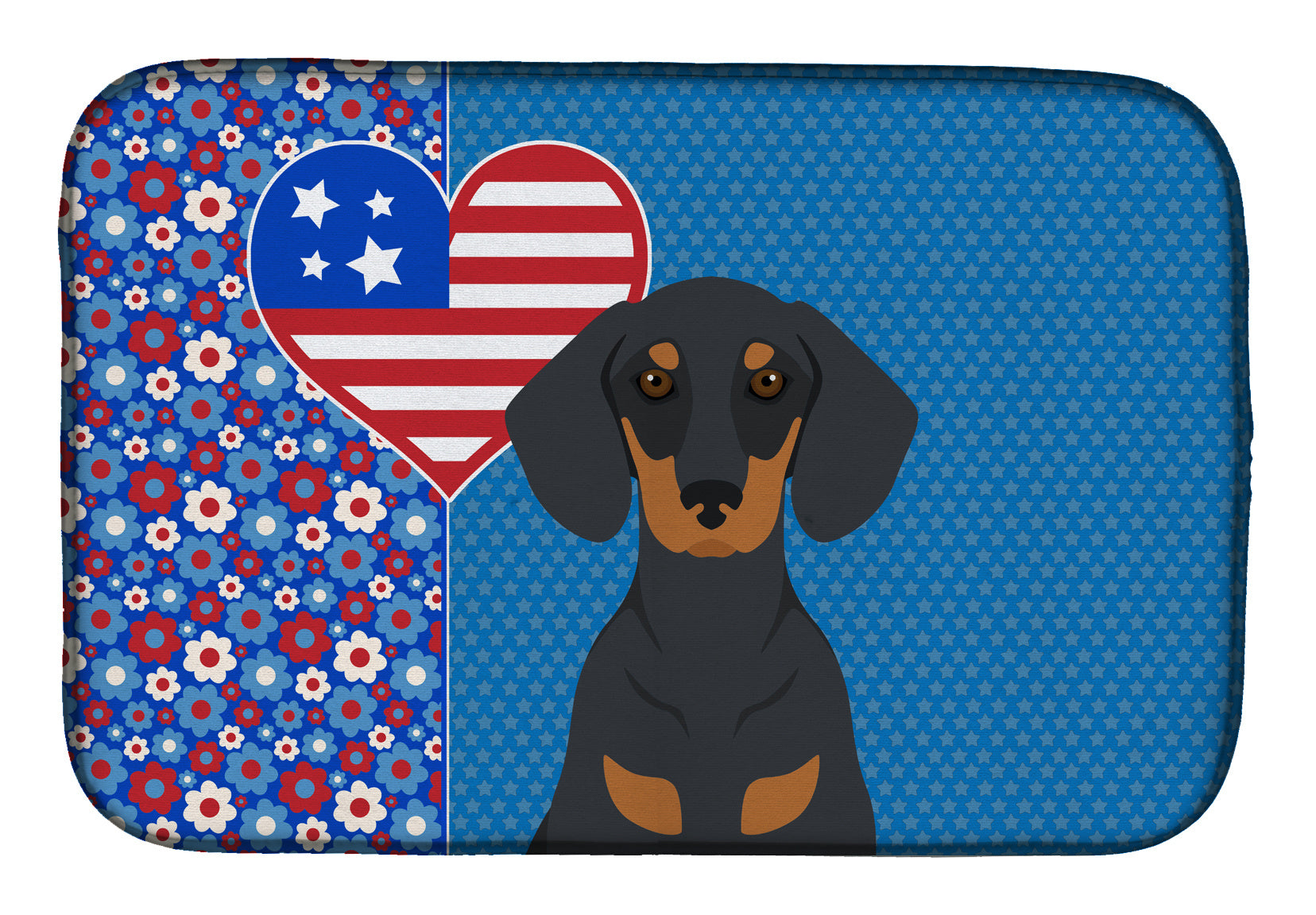 Black and Tan Dachshund USA American Dish Drying Mat Absorbent Dish Drying Mat Pad for Kitchen Counter Dish Drainer Mat for Countertop, 14 x 21", Multicolor