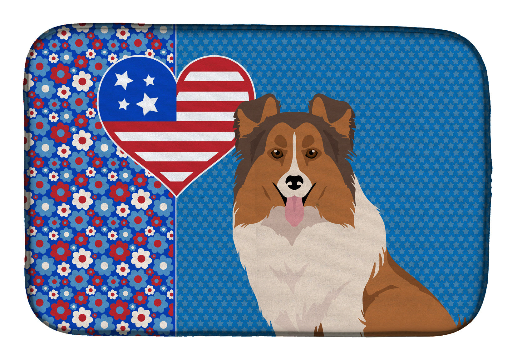 Sable Sheltie USA American Dish Drying Mat Absorbent Dish Drying Mat Pad for Kitchen Counter Dish Drainer Mat for Countertop, 14 x 21", Multicolor