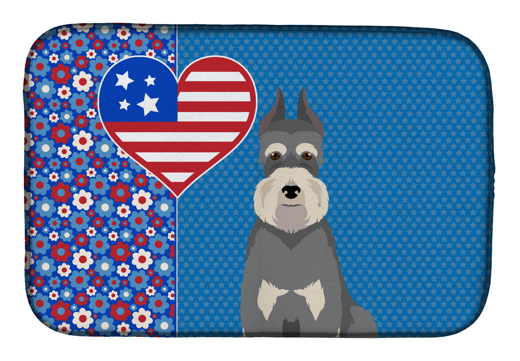 Salt Pepper Schnauzer USA American Dish Drying Mat Absorbent Dish Drying Mat Pad for Kitchen Counter Dish Drainer Mat for Countertop, 14 x 21", Multicolor