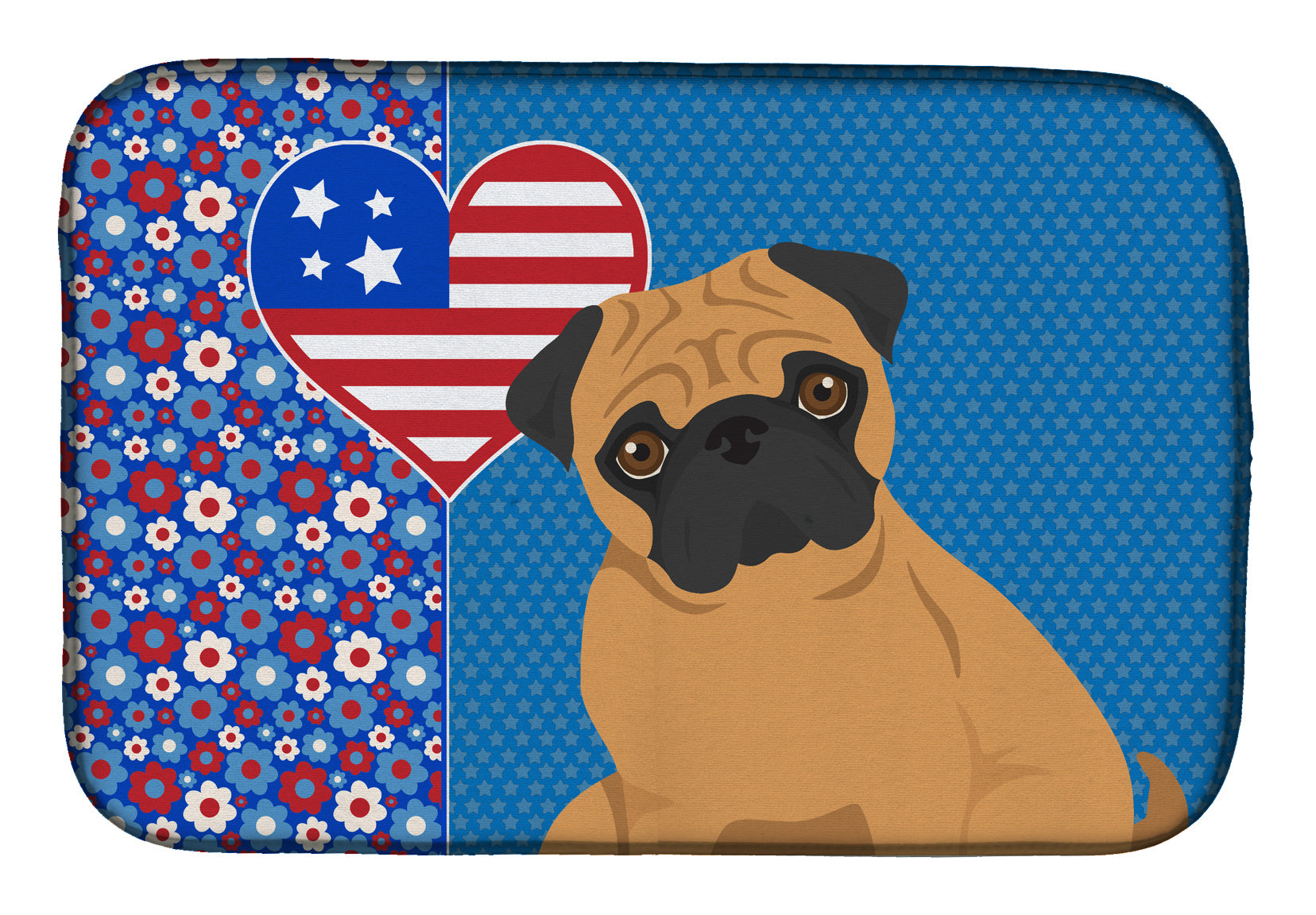 Apricot Pug USA American Dish Drying Mat Absorbent Dish Drying Mat Pad for Kitchen Counter Dish Drainer Mat for Countertop, 14 x 21", Multicolor